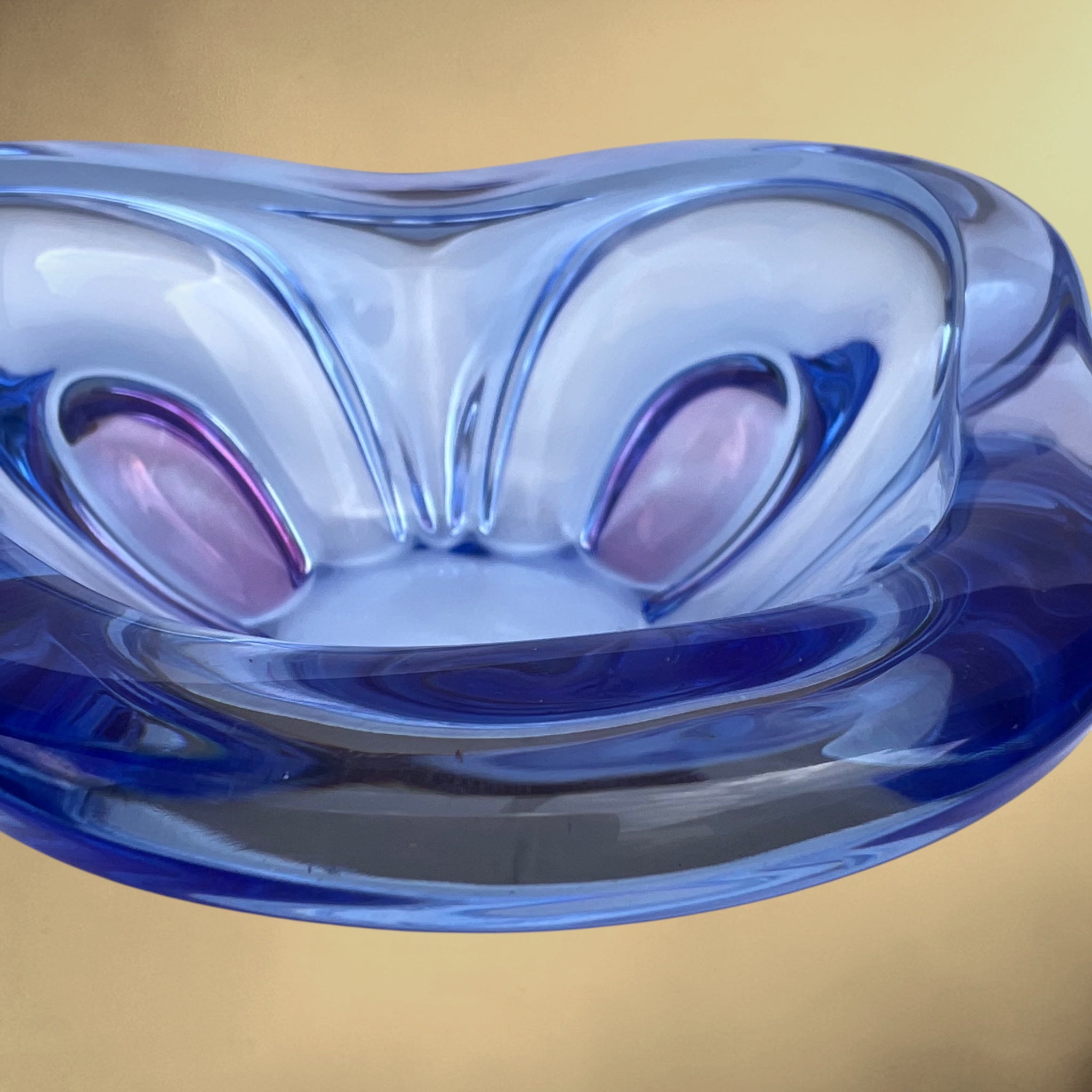 Coupe Waltherglas en Verre Bleu et Lilas – Années 1980