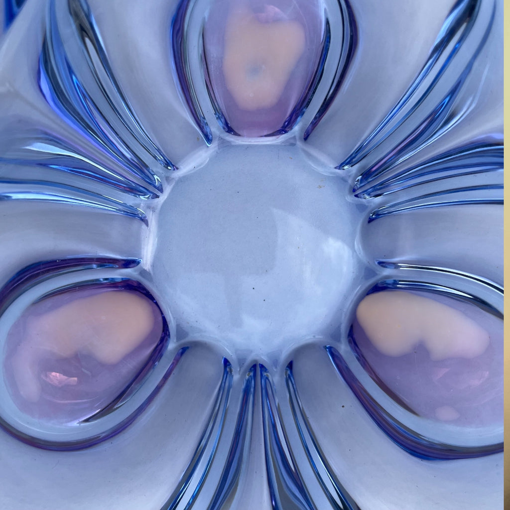Coupe Waltherglas en Verre Bleu et Lilas – Années 1980