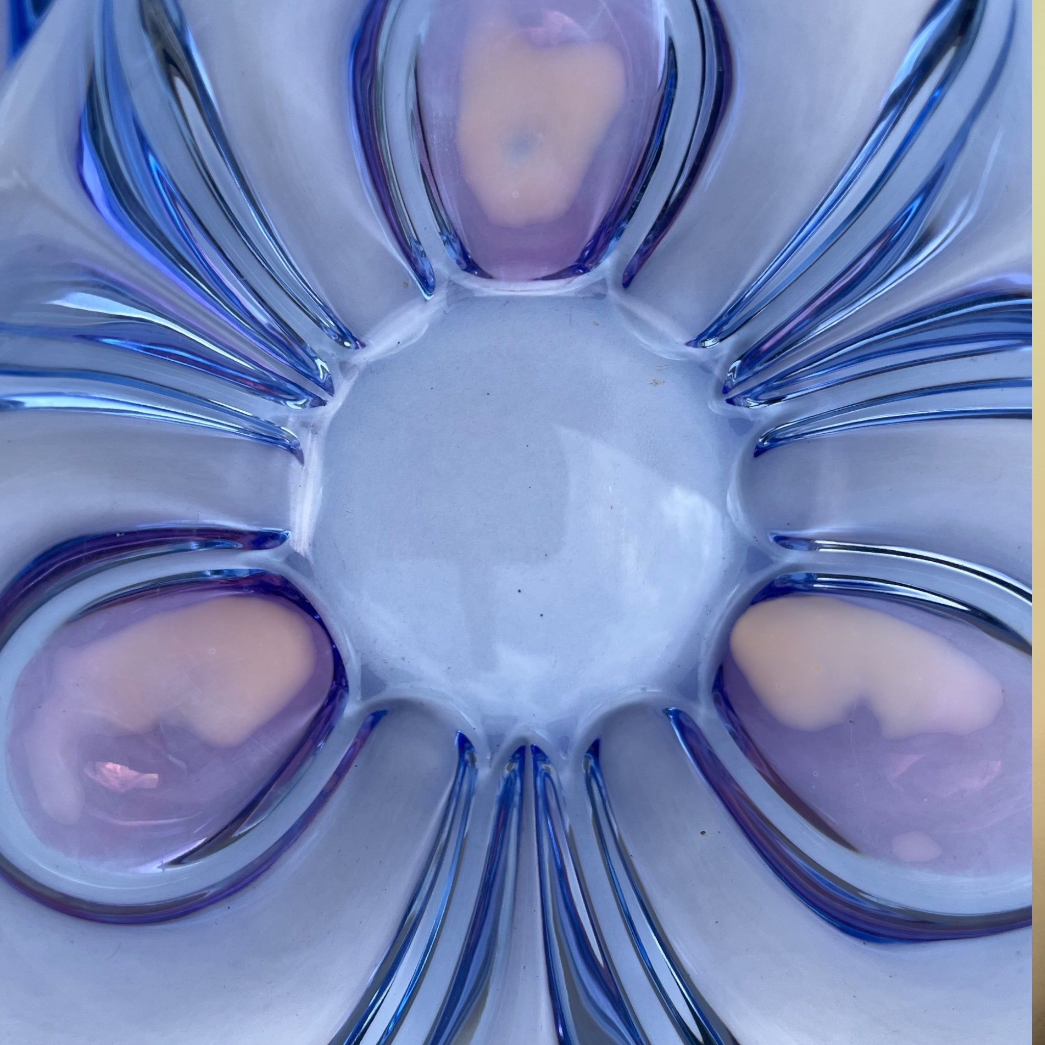 Coupe Waltherglas en Verre Bleu et Lilas – Années 1980