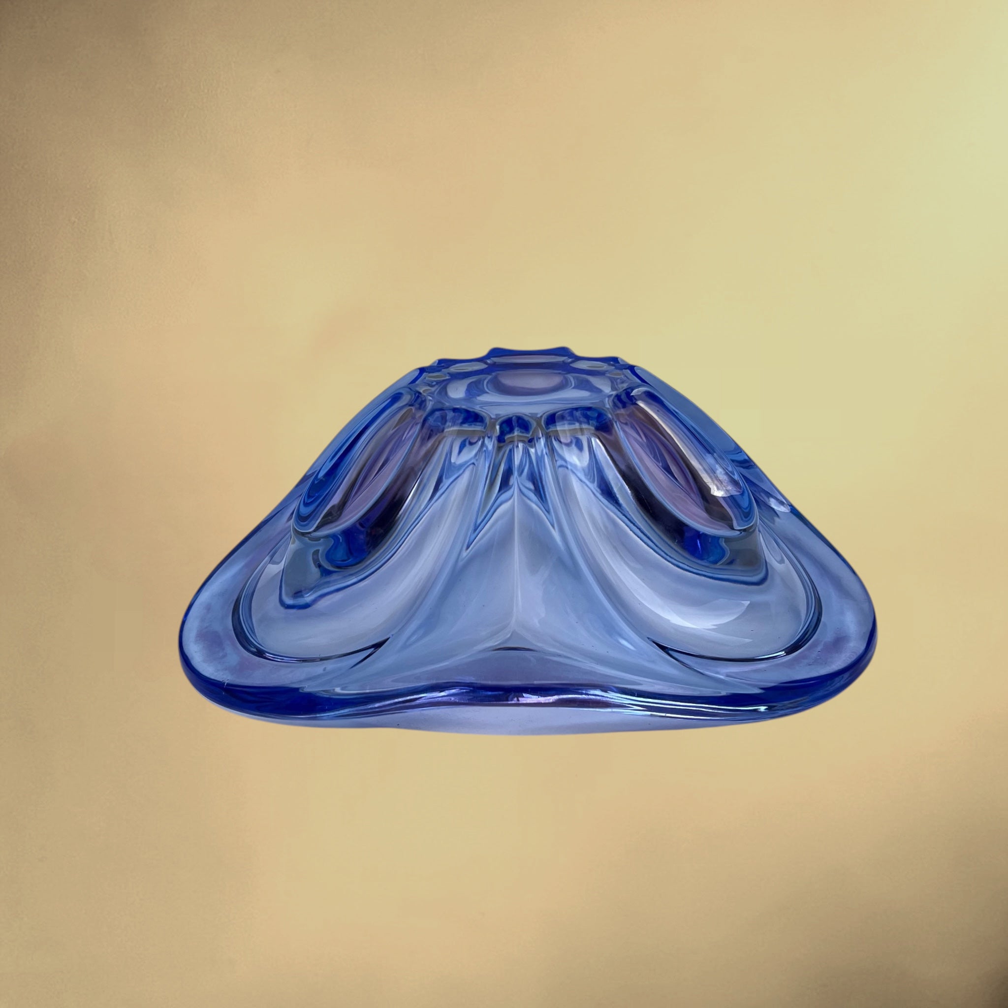 Coupe Waltherglas en Verre Bleu et Lilas – Années 1980