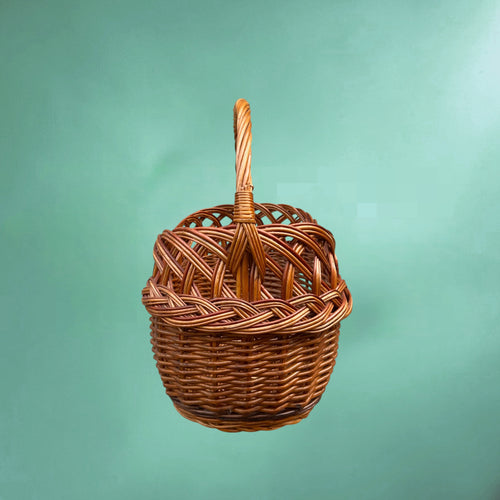 Ancien Panier de Marché en Osier Tressé – Années 60-70