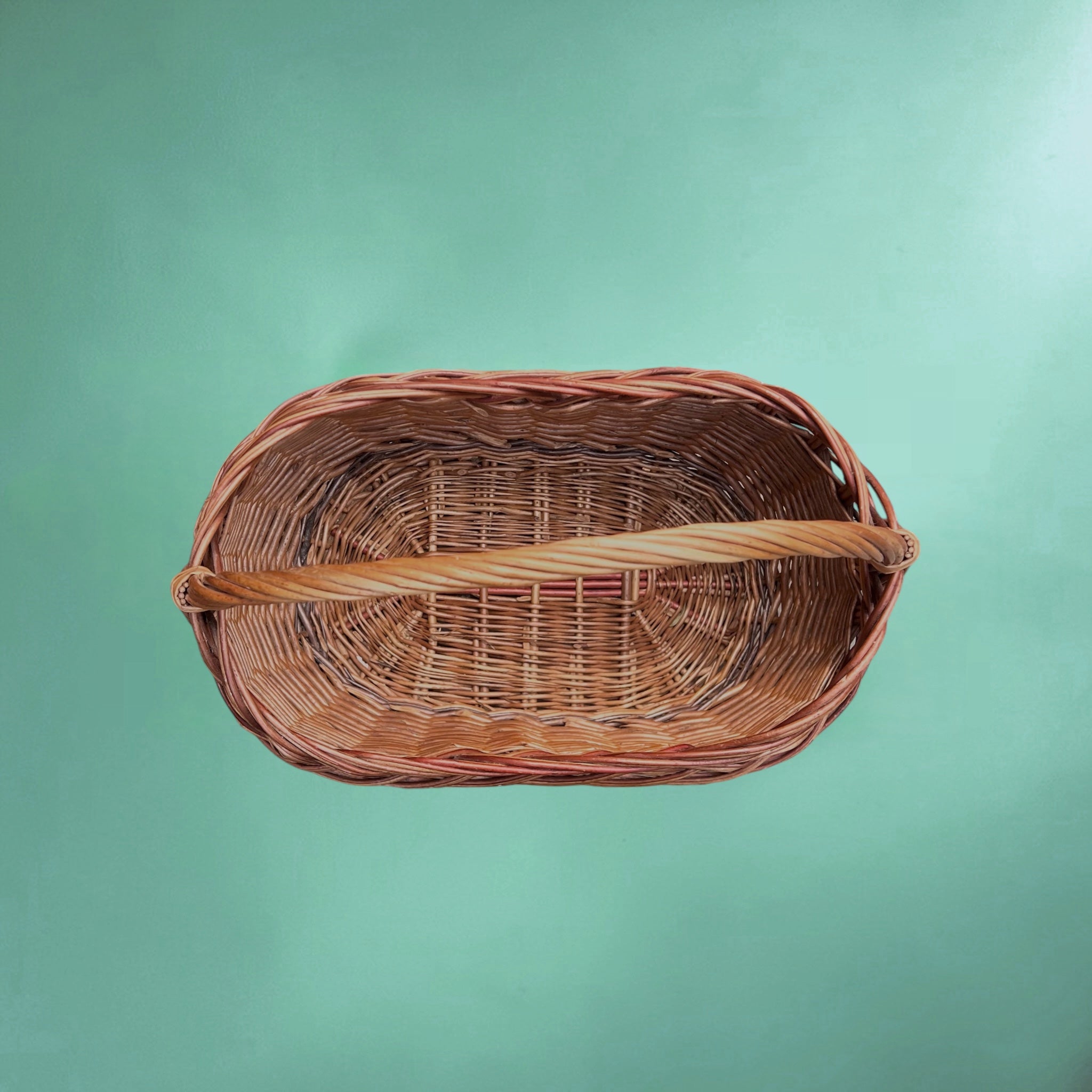 Ancien Panier de Marché en Osier Tressé – Années 60-70