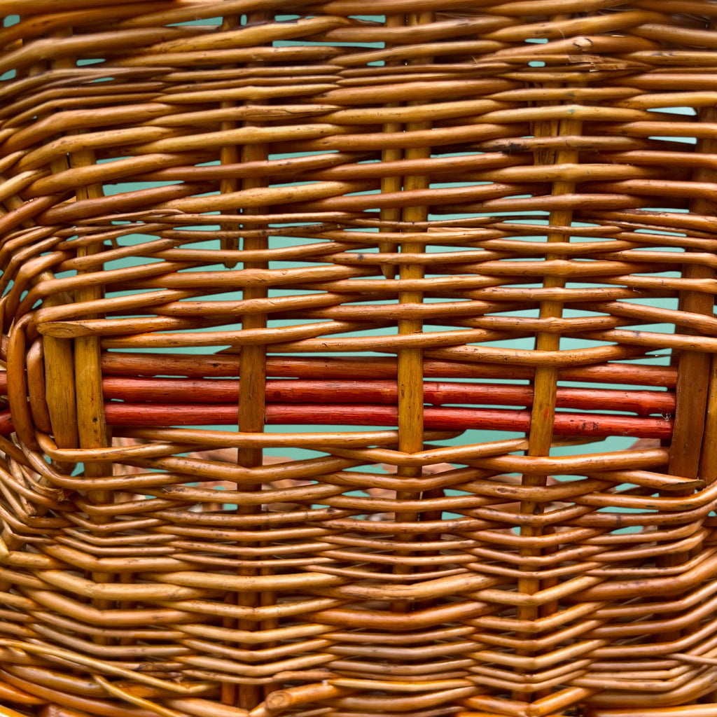 Ancien Panier de Marché en Osier Tressé – Années 60-70