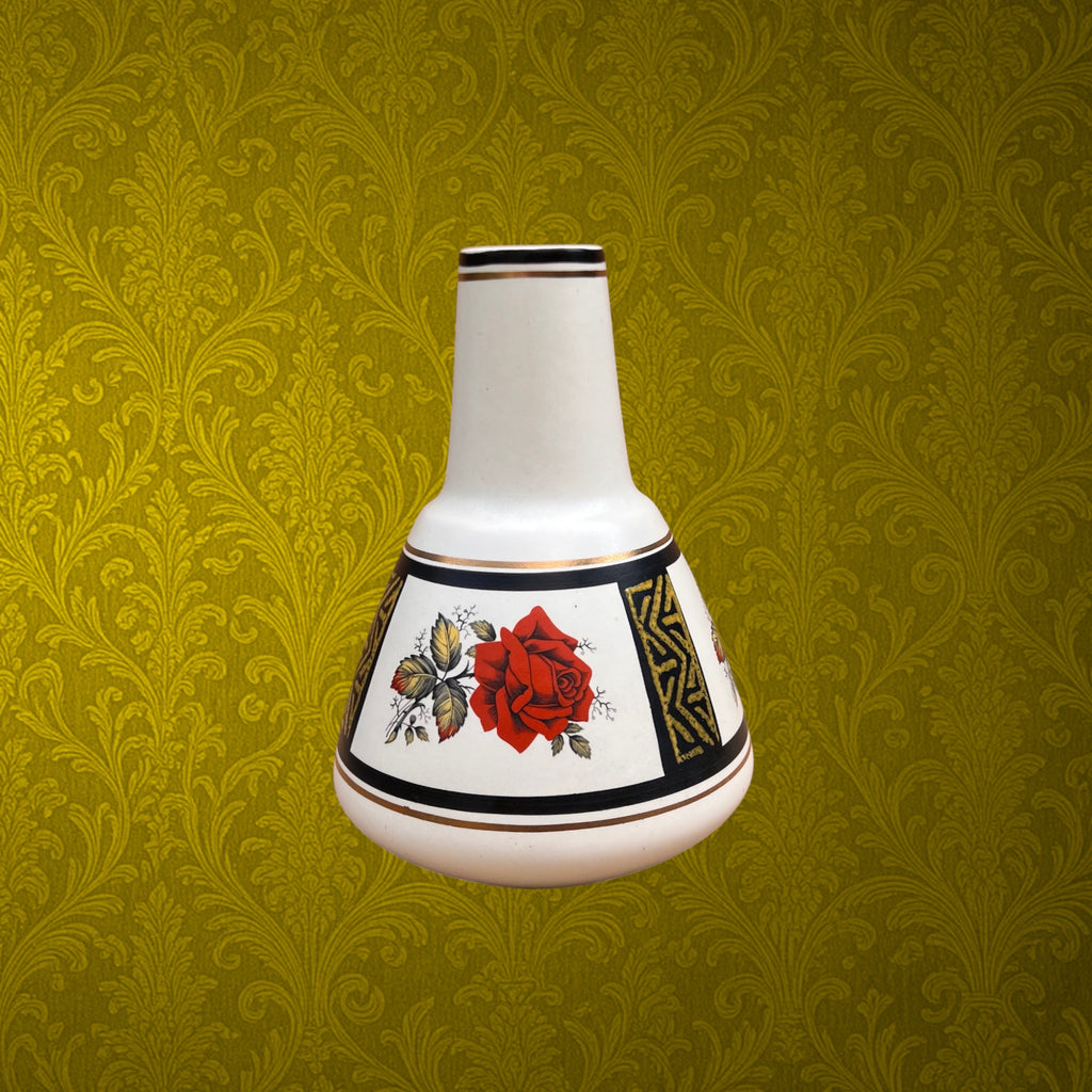 Vase Dümler &amp; Breiden en Céramique à Décor de Roses Rouges – Années 1960