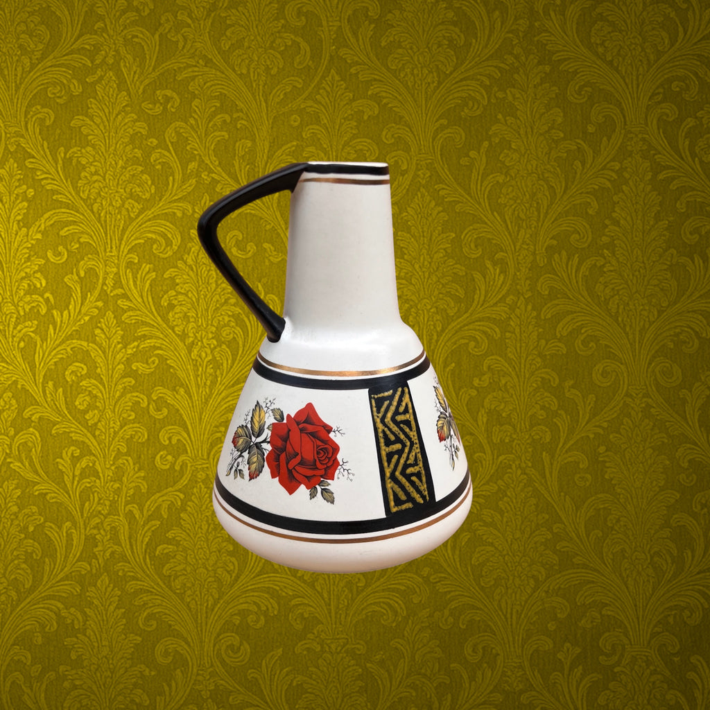 Vase Dümler &amp; Breiden en Céramique à Décor de Roses Rouges – Années 1960