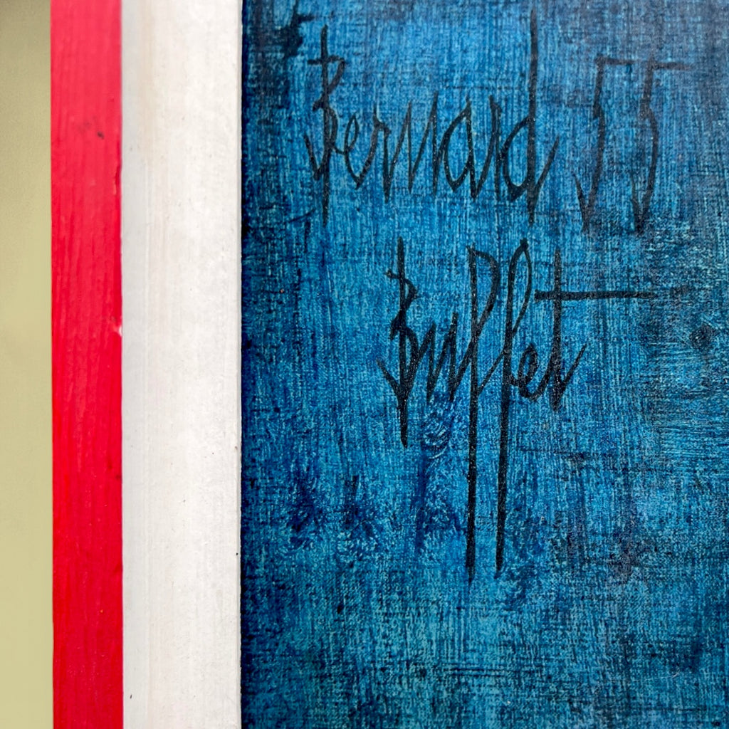 Reproduction d’après Bernard Buffet « Le Clown Bleu » 1955, Cadre en Bois Peint – Années 1960-70
