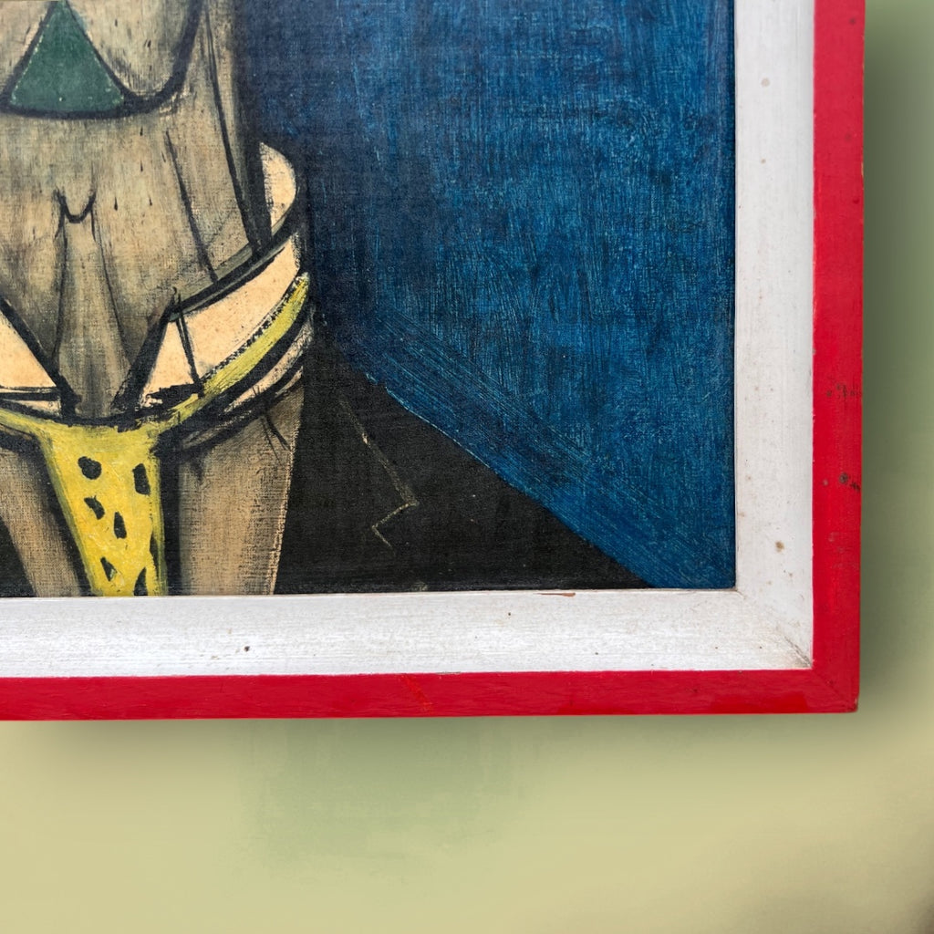 Reproduction d’après Bernard Buffet « Le Clown Bleu » 1955, Cadre en Bois Peint – Années 1960-70
