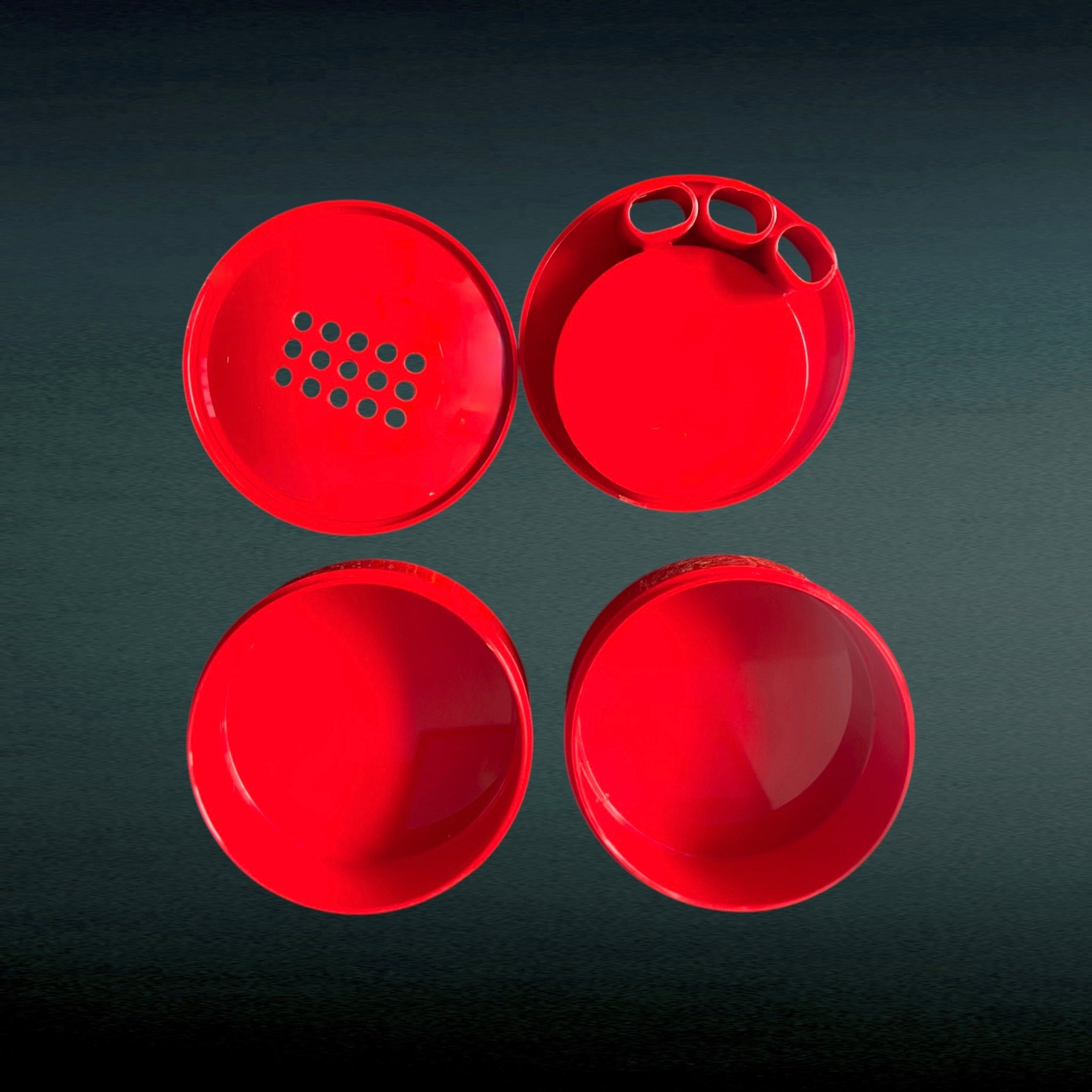 Duo d’Accessoires de Salle de Bain Gedy par Makio Hasuike Rouge – Années 70