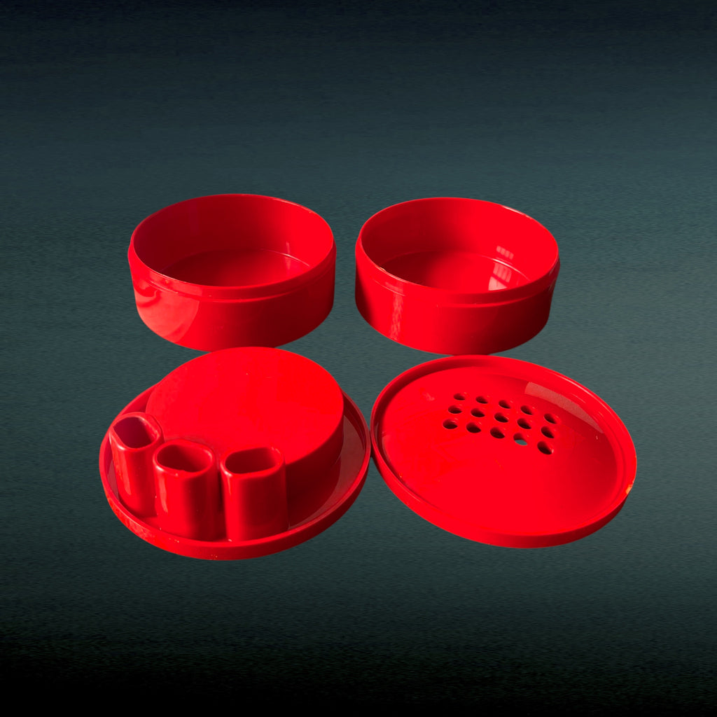 Duo d’Accessoires de Salle de Bain Gedy par Makio Hasuike Rouge – Années 70