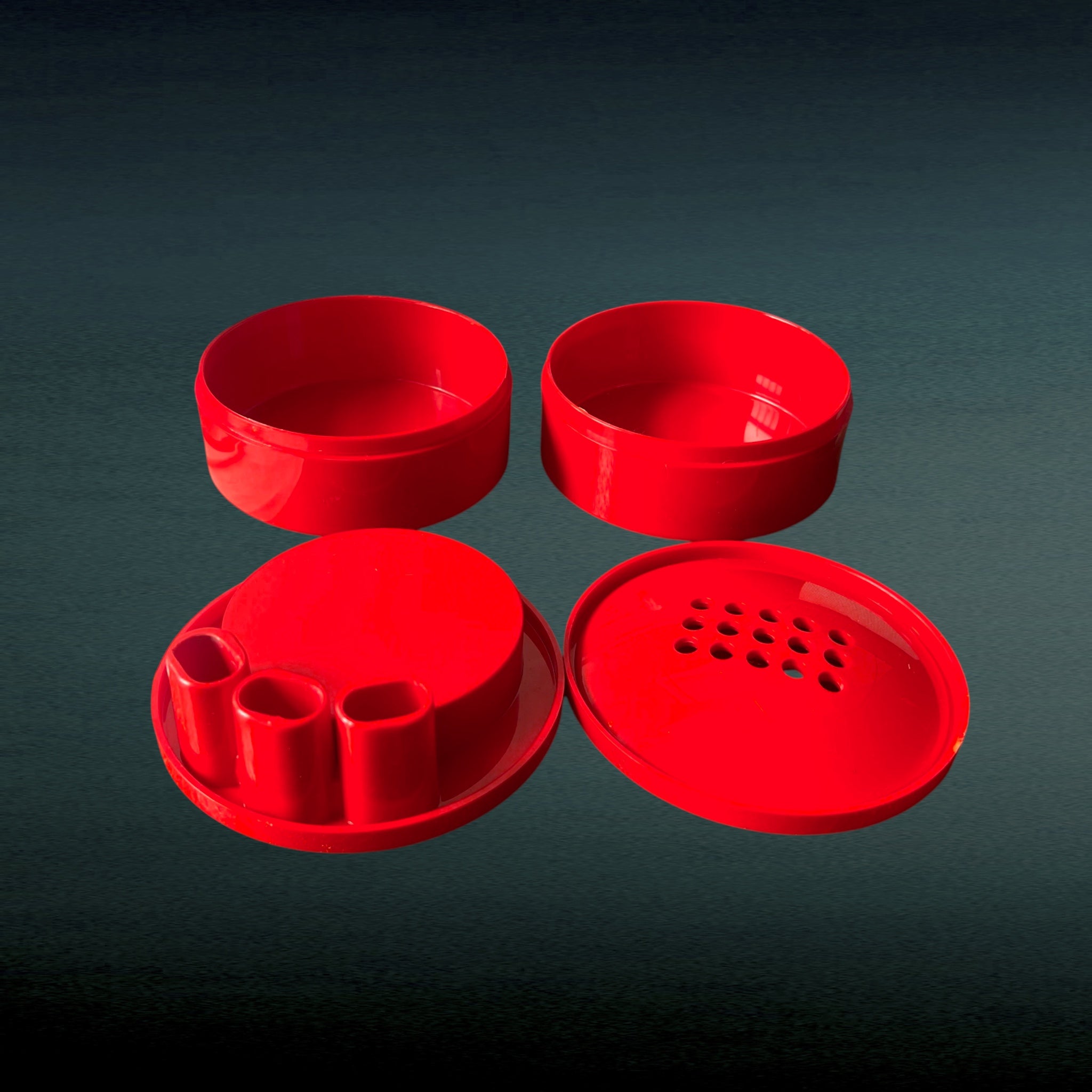 Duo d’Accessoires de Salle de Bain Gedy par Makio Hasuike Rouge – Années 70