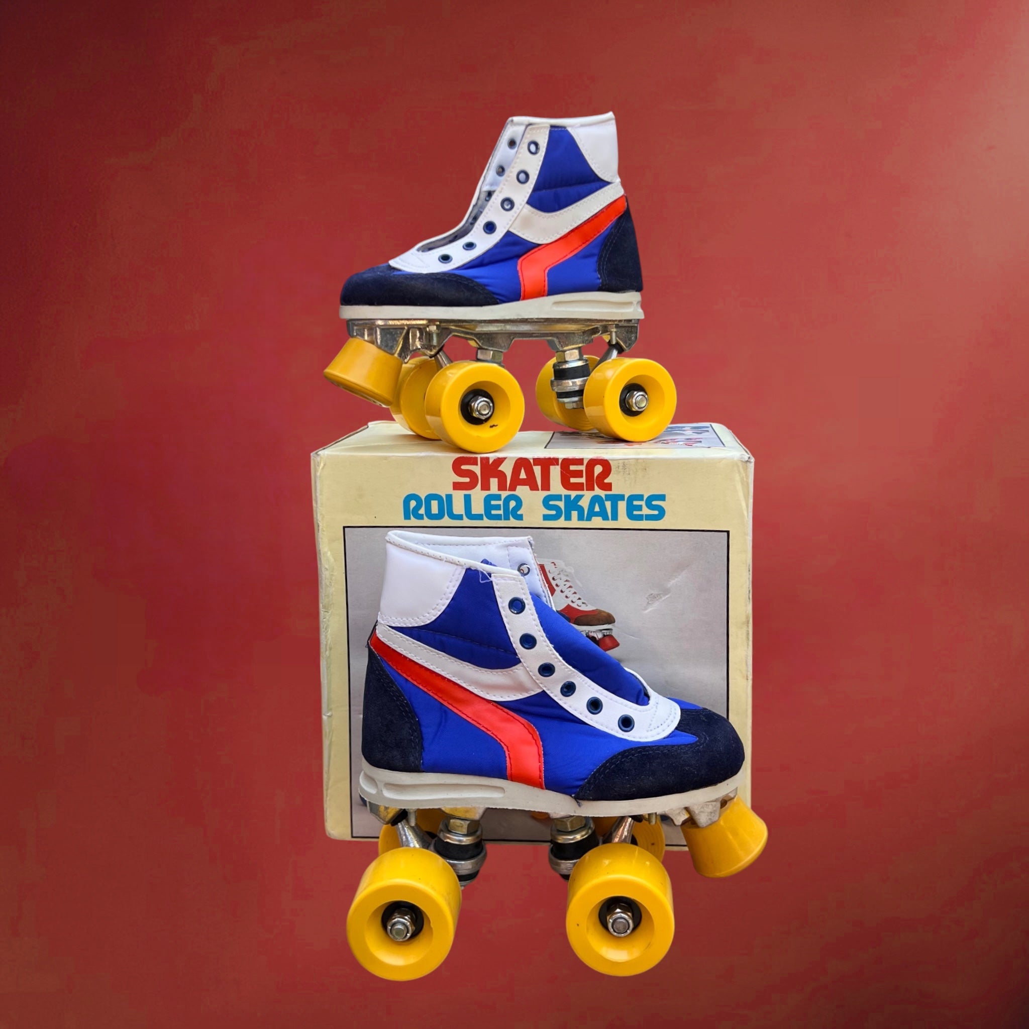 Patins à roulettes Skater pour enfant avec boîte d’origine – Années 1980