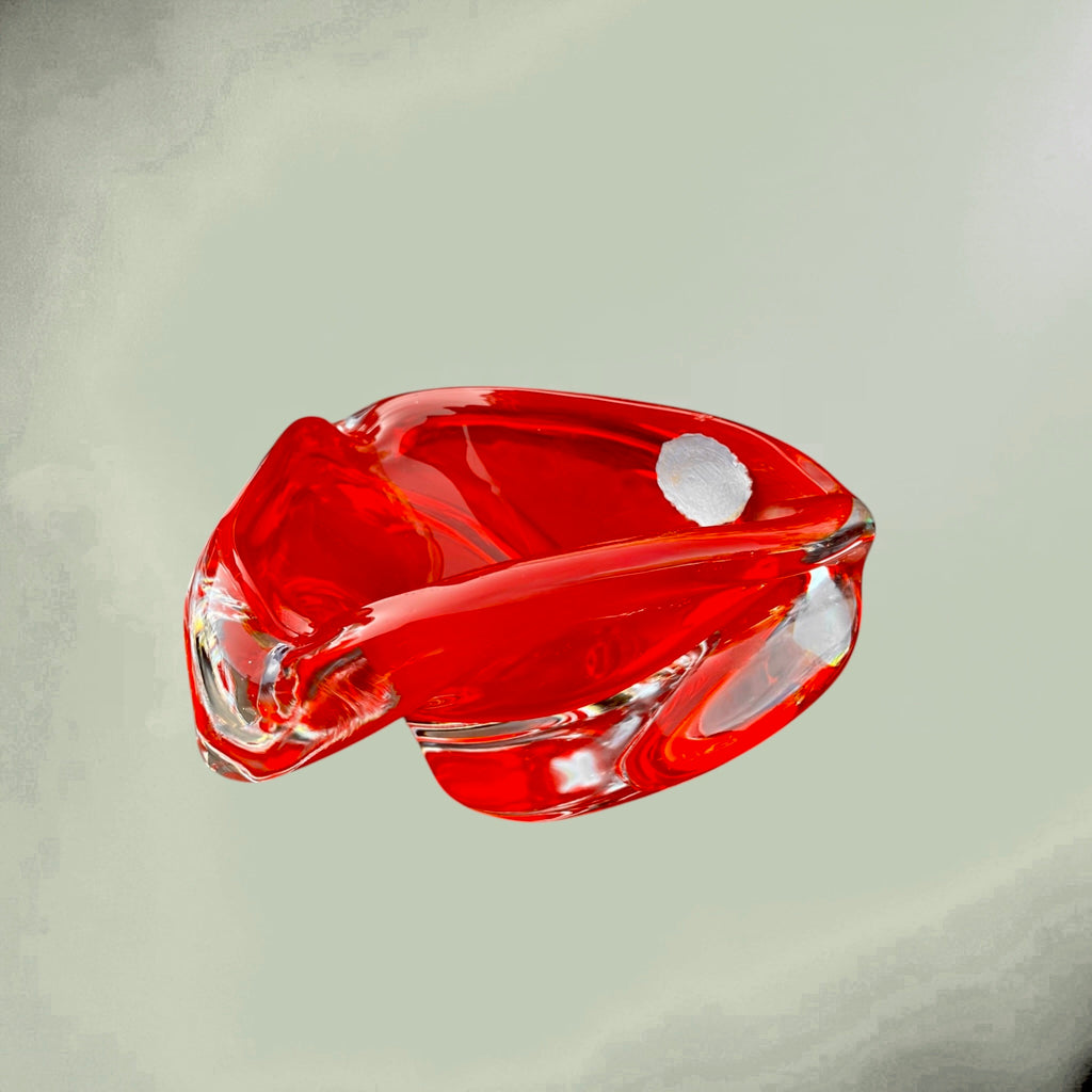 Grand cendrier en verre rouge Braine-le-Comte – Années 1960-70
