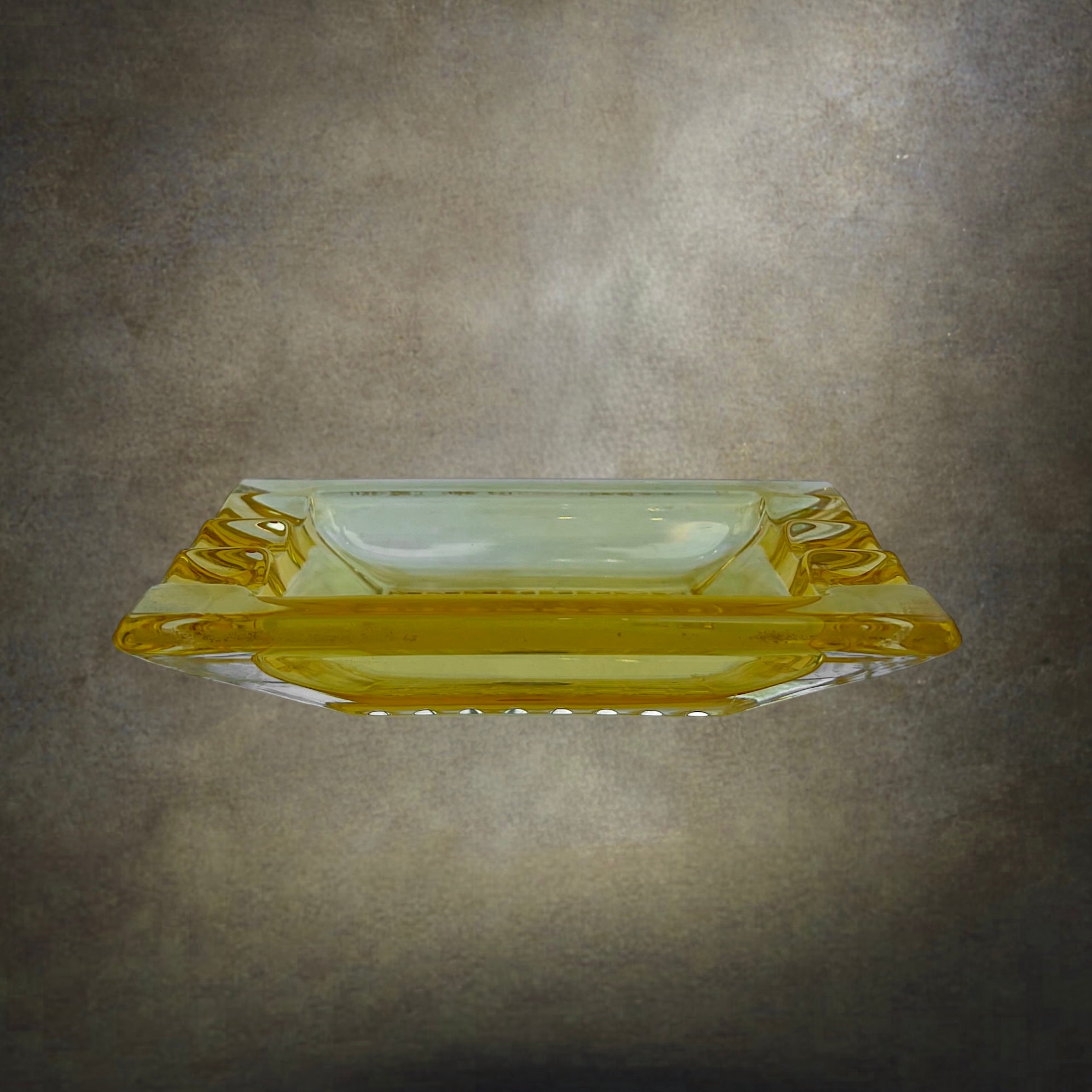 Cendrier Walther Kristallglas en Verre Jaune – Allemagne, Années 1960-1970