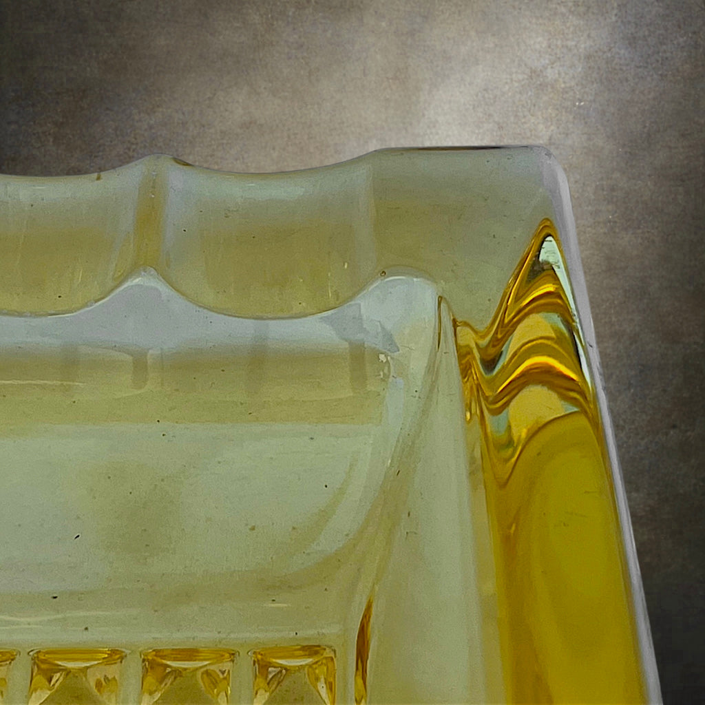 Cendrier Walther Kristallglas en Verre Jaune – Allemagne, Années 1960-1970