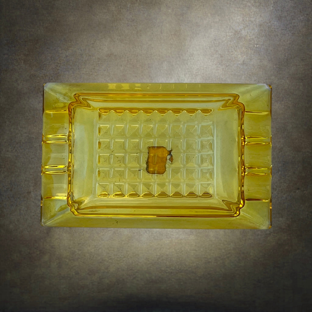 Cendrier Walther Kristallglas en Verre Jaune – Allemagne, Années 1960-1970