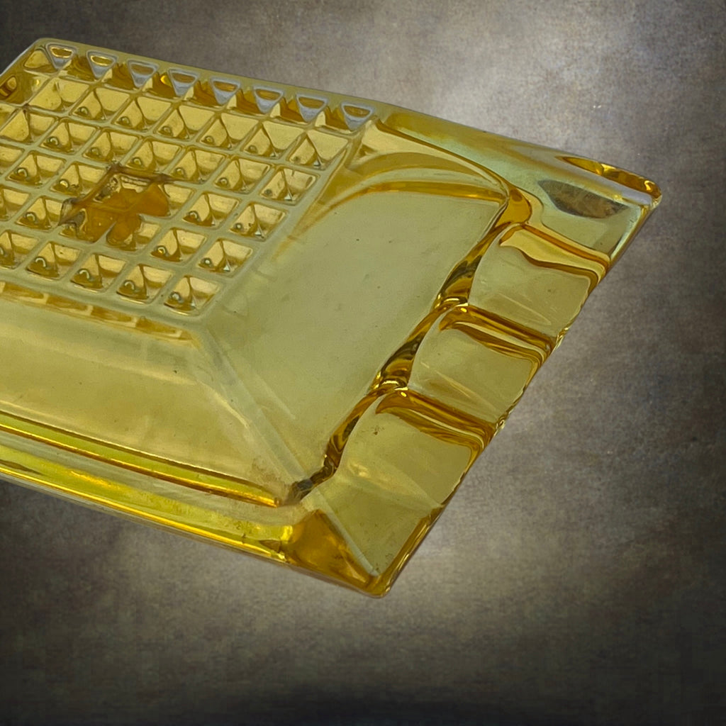 Cendrier Walther Kristallglas en Verre Jaune – Allemagne, Années 1960-1970