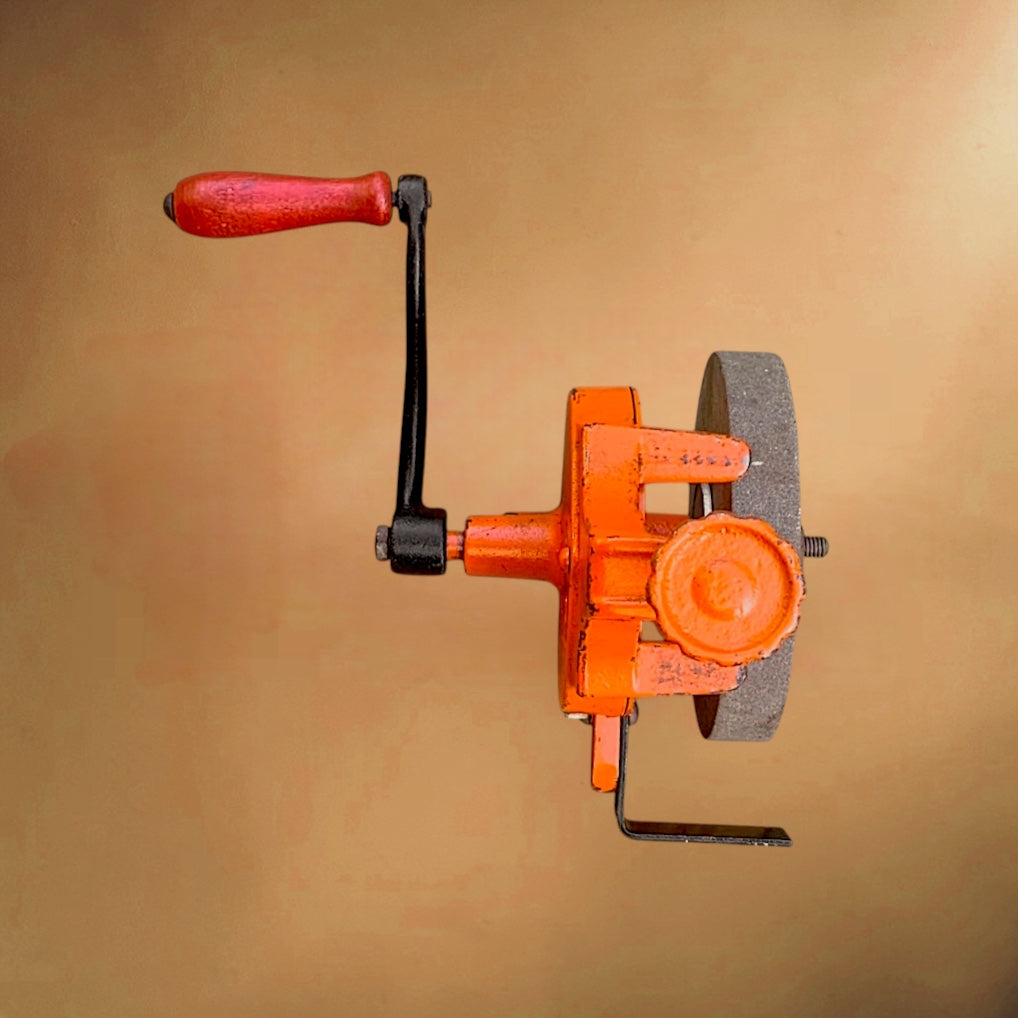 Ancienne Meuleuse à Manivelle Luther N°416 Métal Orange USA Années 50 60