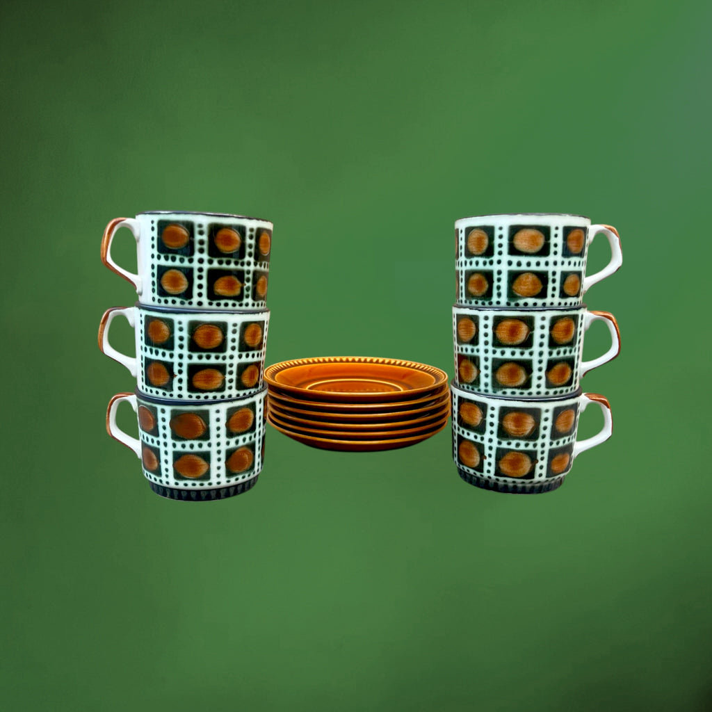Service à Café Boch La Louvière Bernadette, 6 Tasses et Soucoupes – 1966