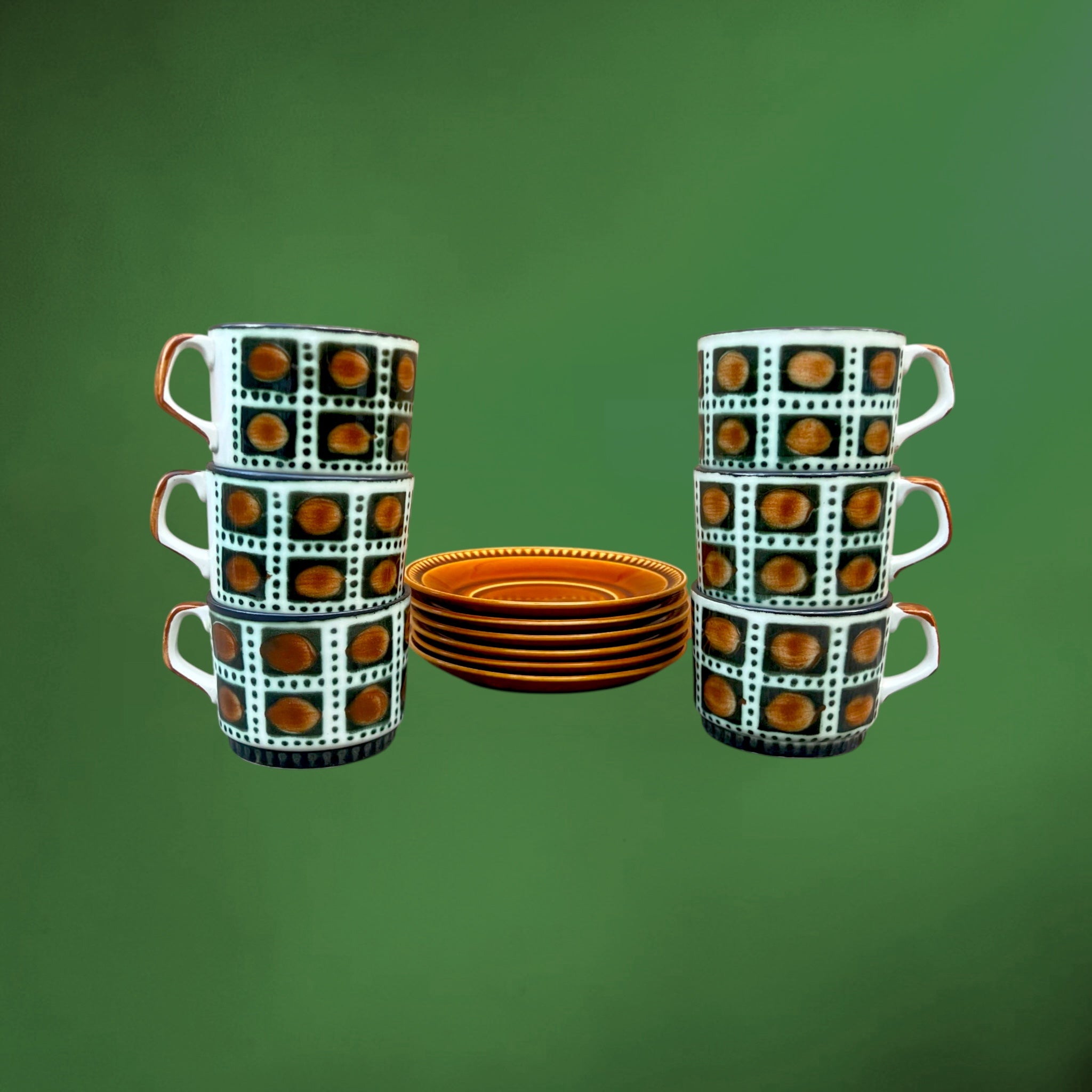 Service à Café Boch La Louvière Bernadette, 6 Tasses et Soucoupes – 1966
