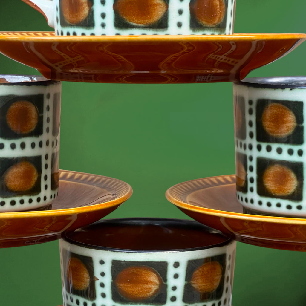 Service à Café Boch La Louvière Bernadette, 6 Tasses et Soucoupes – 1966