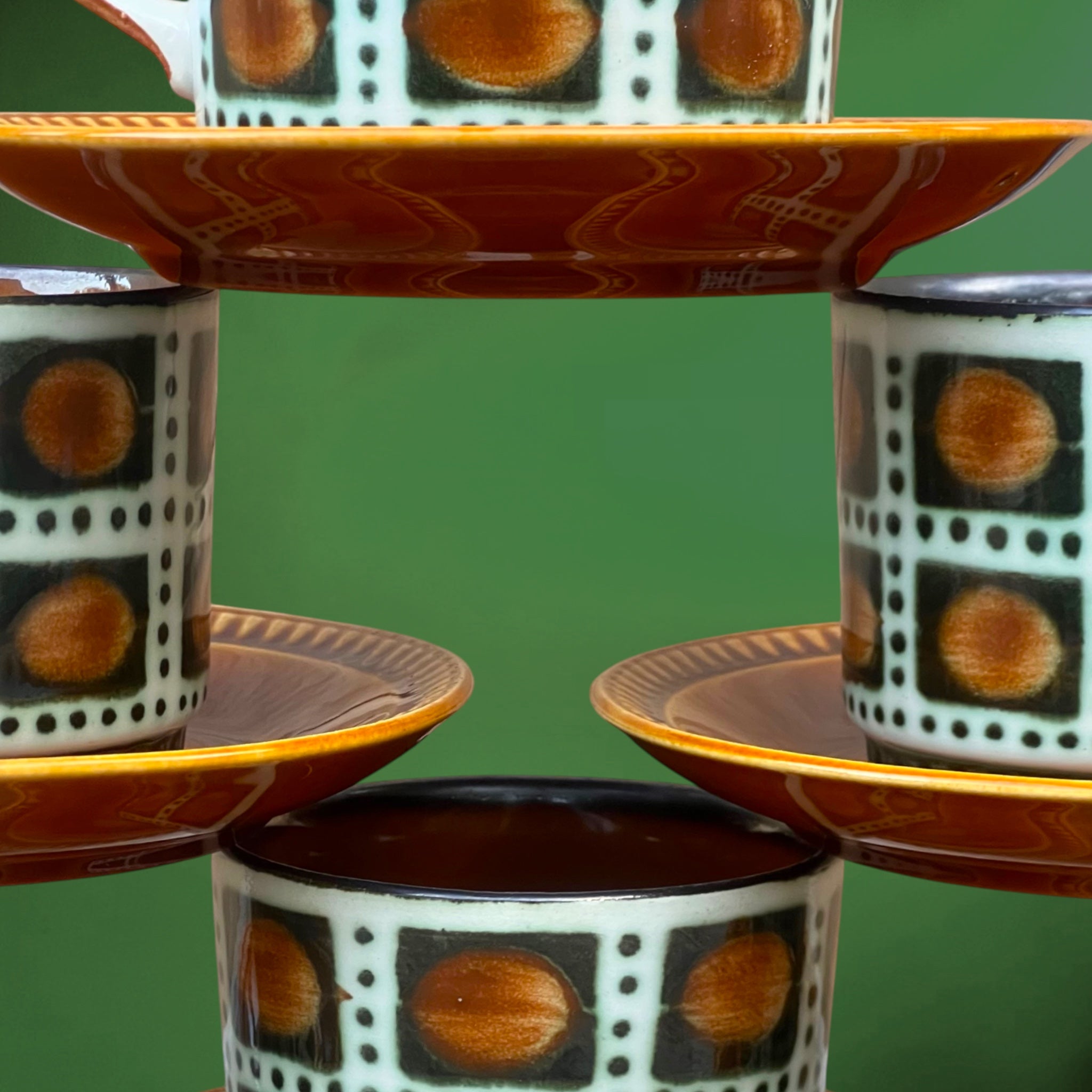 Service à Café Boch La Louvière Bernadette, 6 Tasses et Soucoupes – 1966
