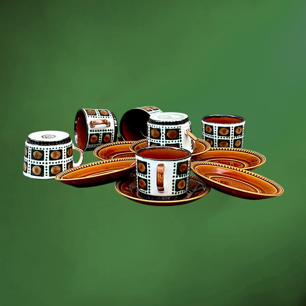 Service à Café Boch La Louvière Bernadette, 6 Tasses et Soucoupes – 1966