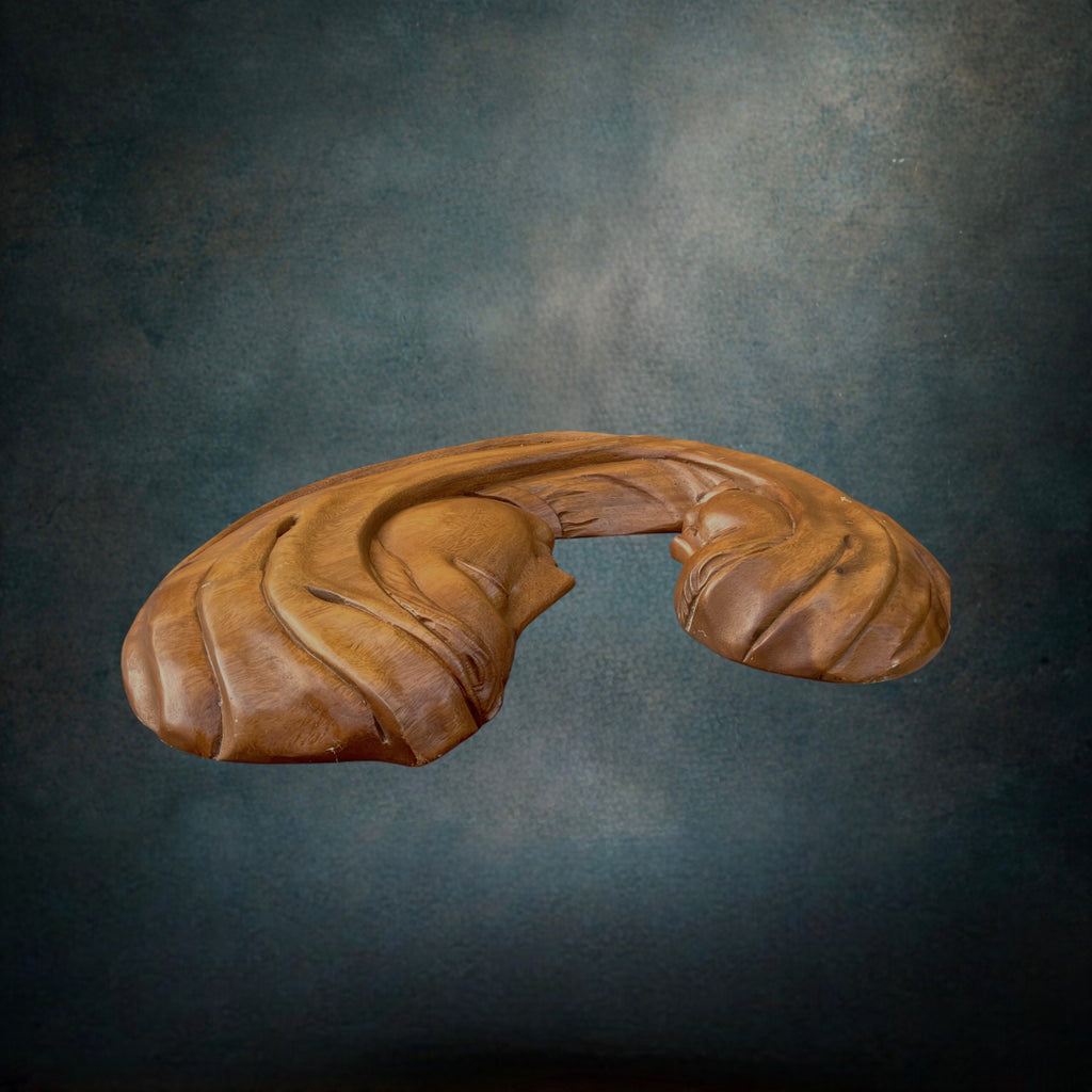 Grande Vierge à l’Enfant Murale Moderniste en Bois Sculpté – Années 1960-1970