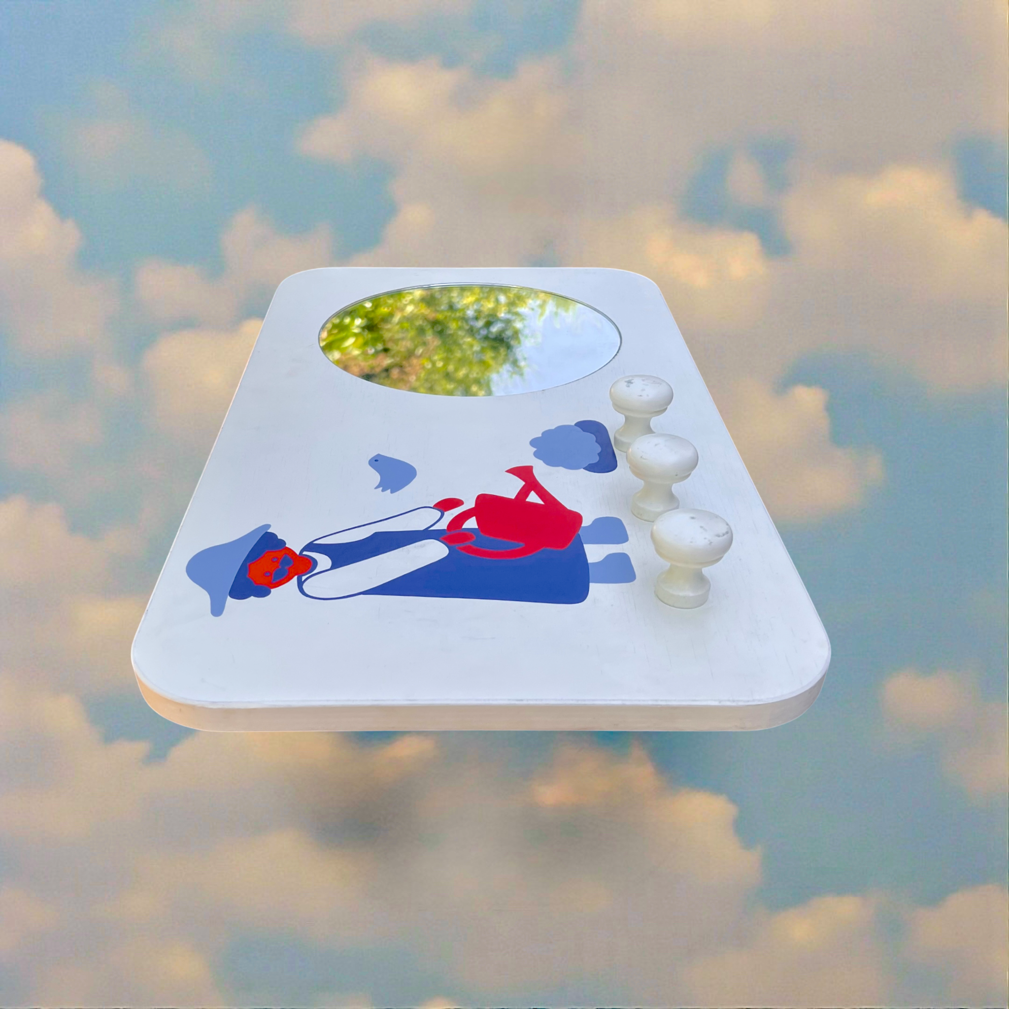 Portemanteau Mural Dujardin avec Miroir pour Enfant – Années 1970-1980
