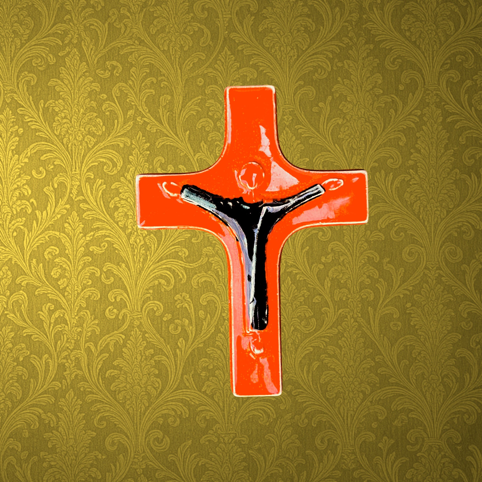 Trio de Croix Murales en Céramique Émaillée – Années 1960-1970