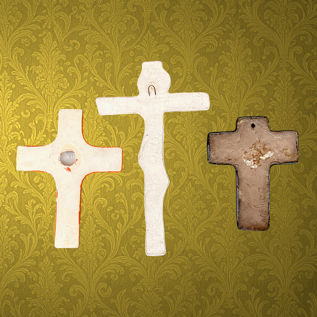Trio de Croix Murales en Céramique Émaillée – Années 1960-1970