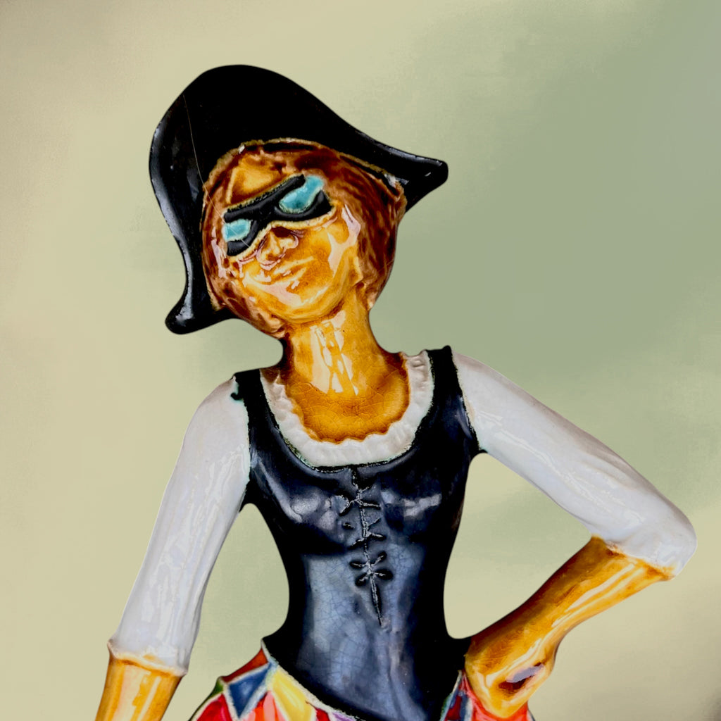 Duo Mural Arlequin et Arlequine en Céramique Émaillée – Années 60