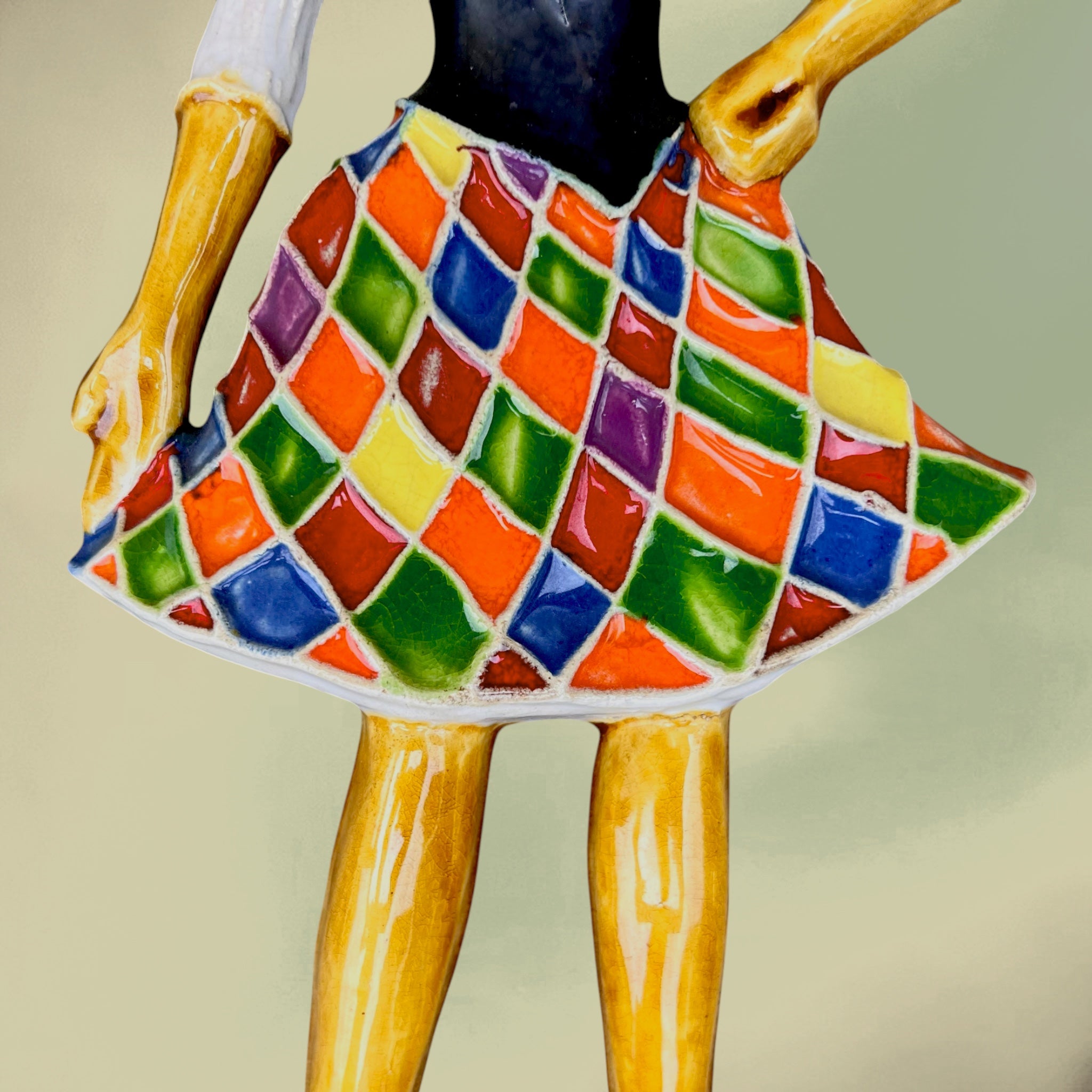 Duo Mural Arlequin et Arlequine en Céramique Émaillée – Années 60