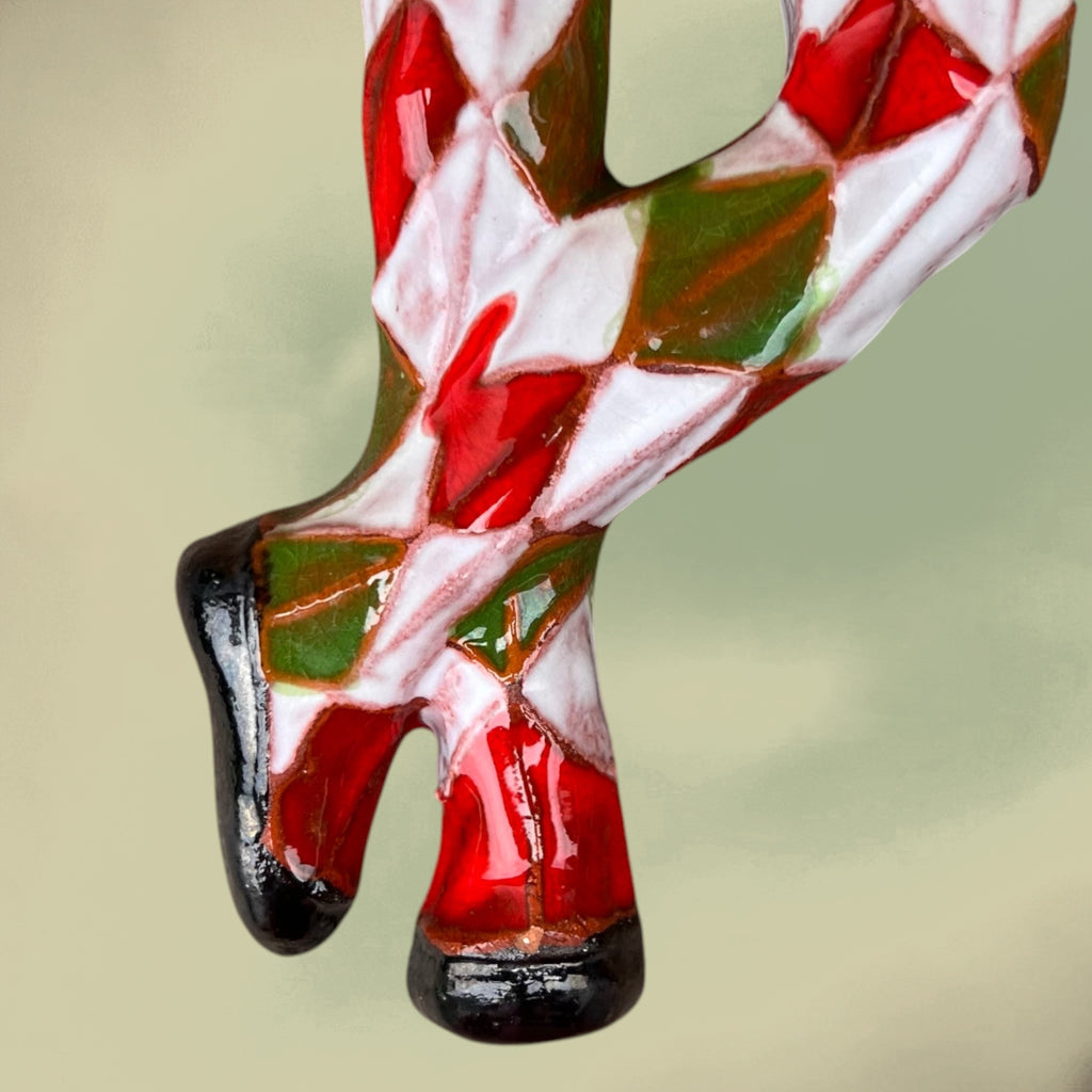 Duo Mural Arlequin et Arlequine en Céramique Émaillée – Années 60