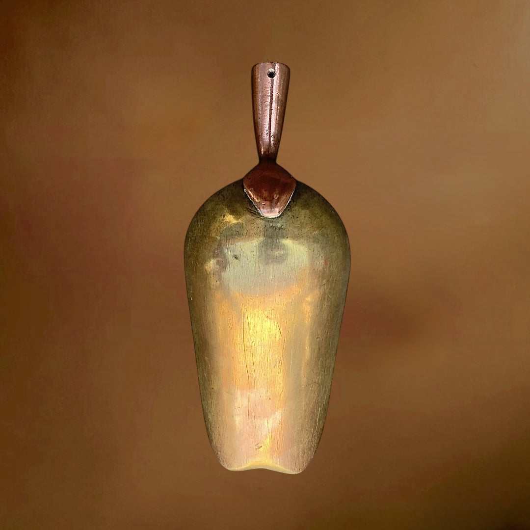 Pelle à grains ancienne • cuivre bicolore • outil agricole vintage • objet rustique
