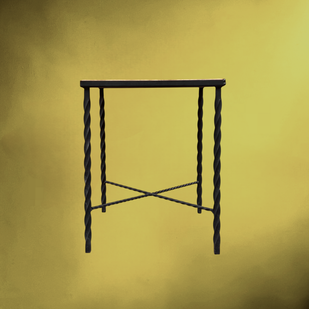 Table d’Appoint en Fer Forgé et Céramique – Années 1960-1970