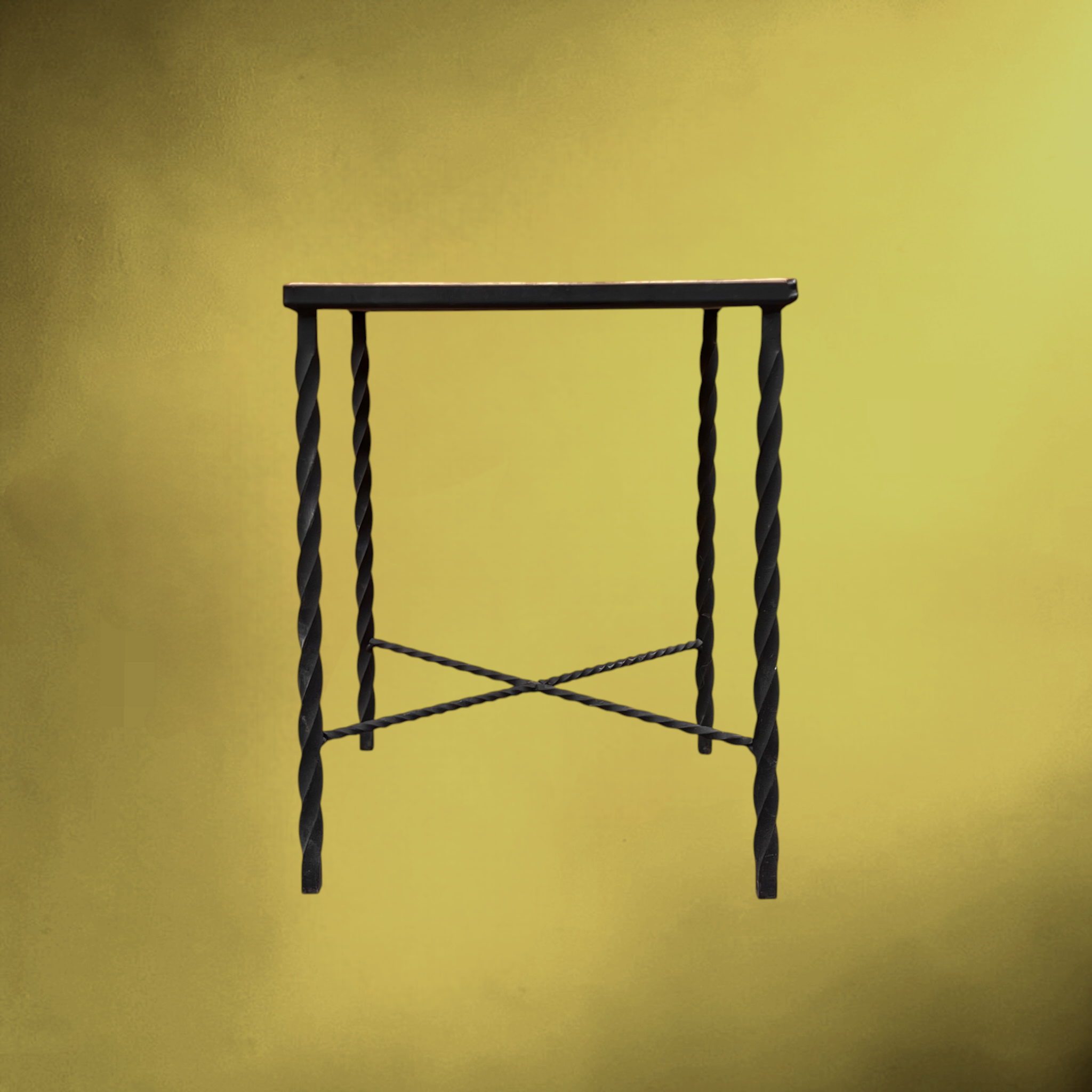 Table d’Appoint en Fer Forgé et Céramique – Années 1960-1970