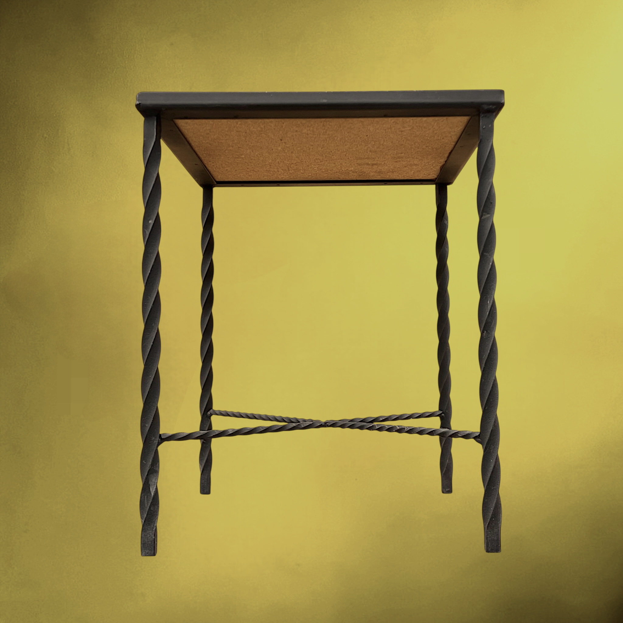Table d’Appoint en Fer Forgé et Céramique – Années 1960-1970