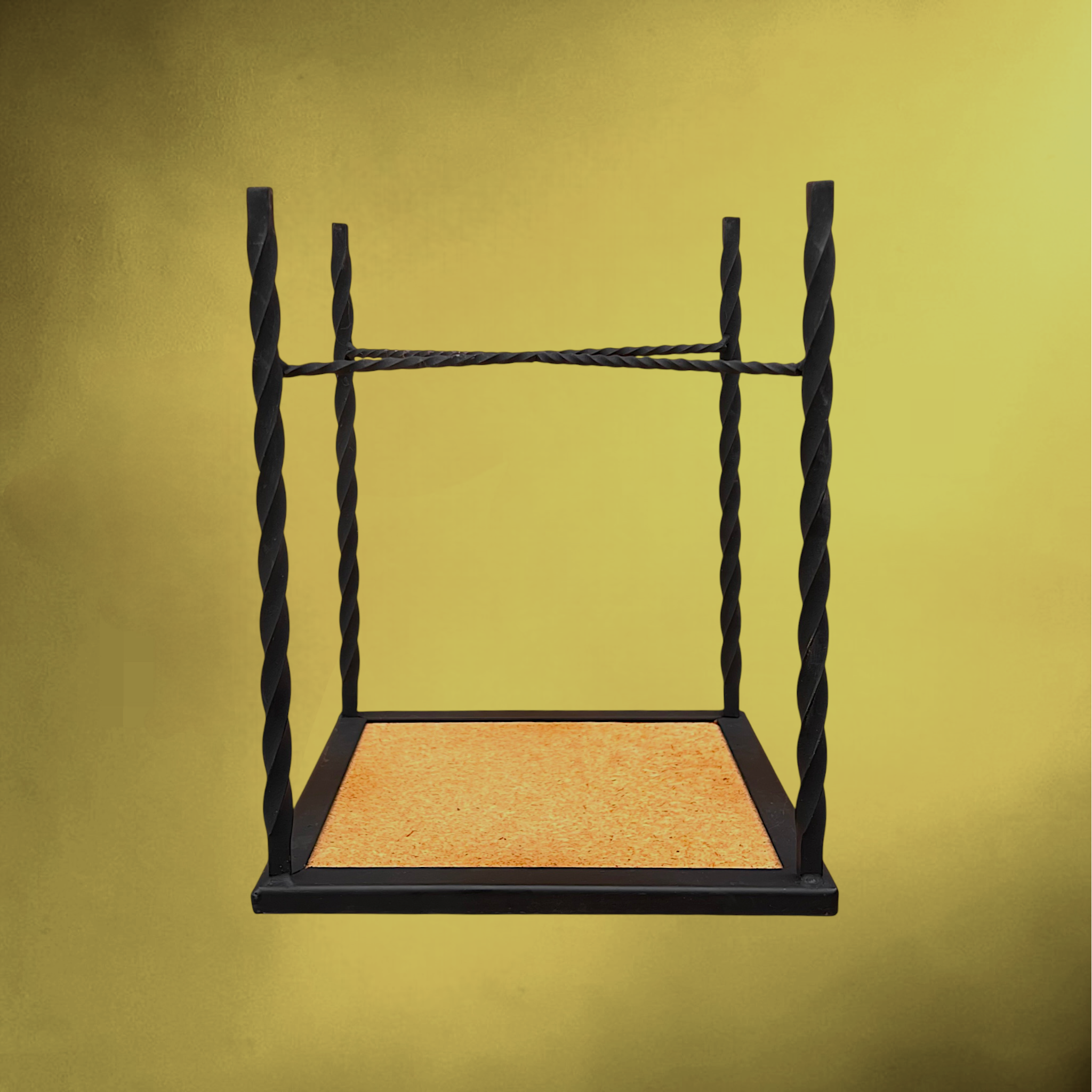 Table d’Appoint en Fer Forgé et Céramique – Années 1960-1970
