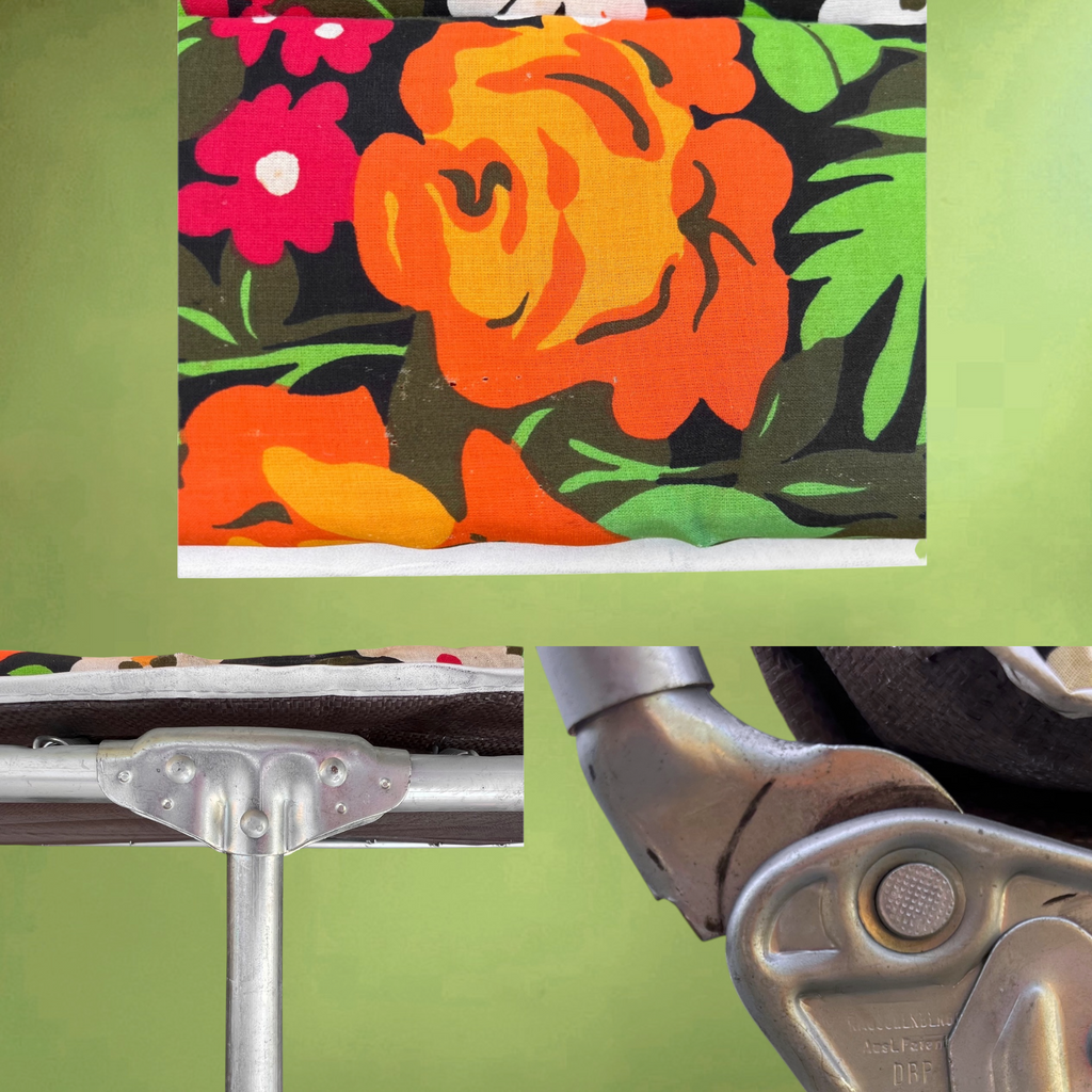 Fauteuil Bain-de-Soleil Pliant Rinco à Décor Floral – Années 1970