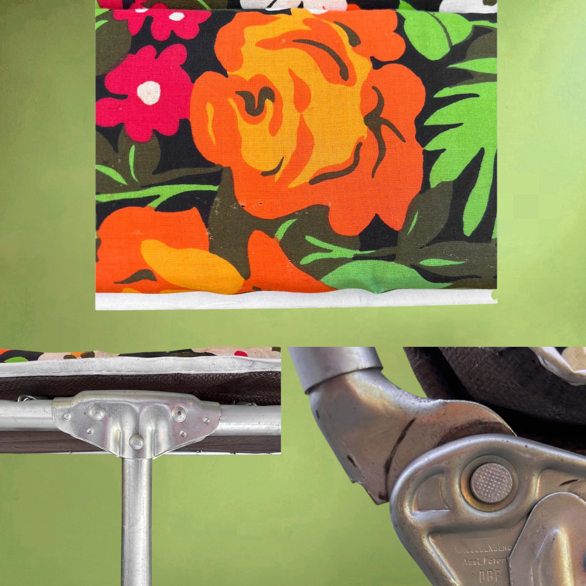 Fauteuil Bain-de-Soleil Pliant Rinco à Décor Floral – Années 1970