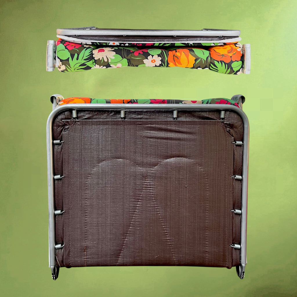Fauteuil Bain-de-Soleil Pliant Rinco à Décor Floral – Années 1970