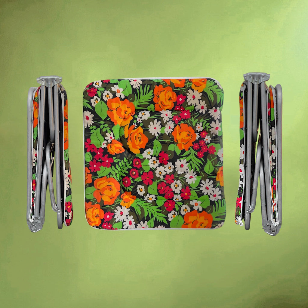 Fauteuil Bain-de-Soleil Pliant Rinco à Décor Floral – Années 1970