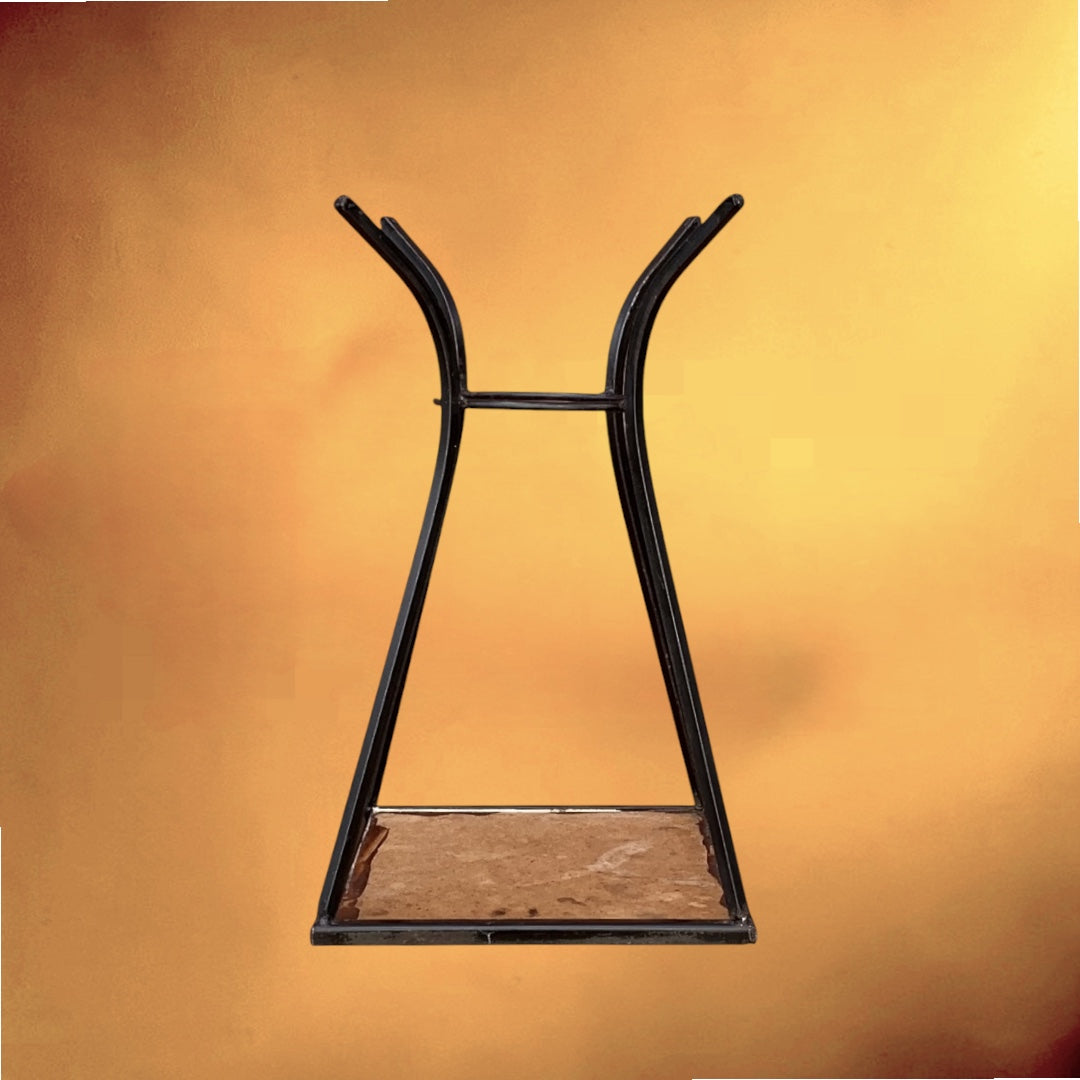 Petite Table d’Appoint En Fer Forgé Noir Et Mosaïque – Années 50-60