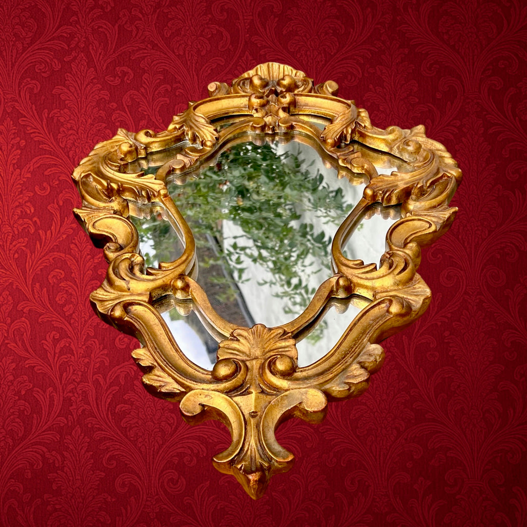 Miroir Mural Doré à Parecloses Style Rococo Louis XV – Années 50-60