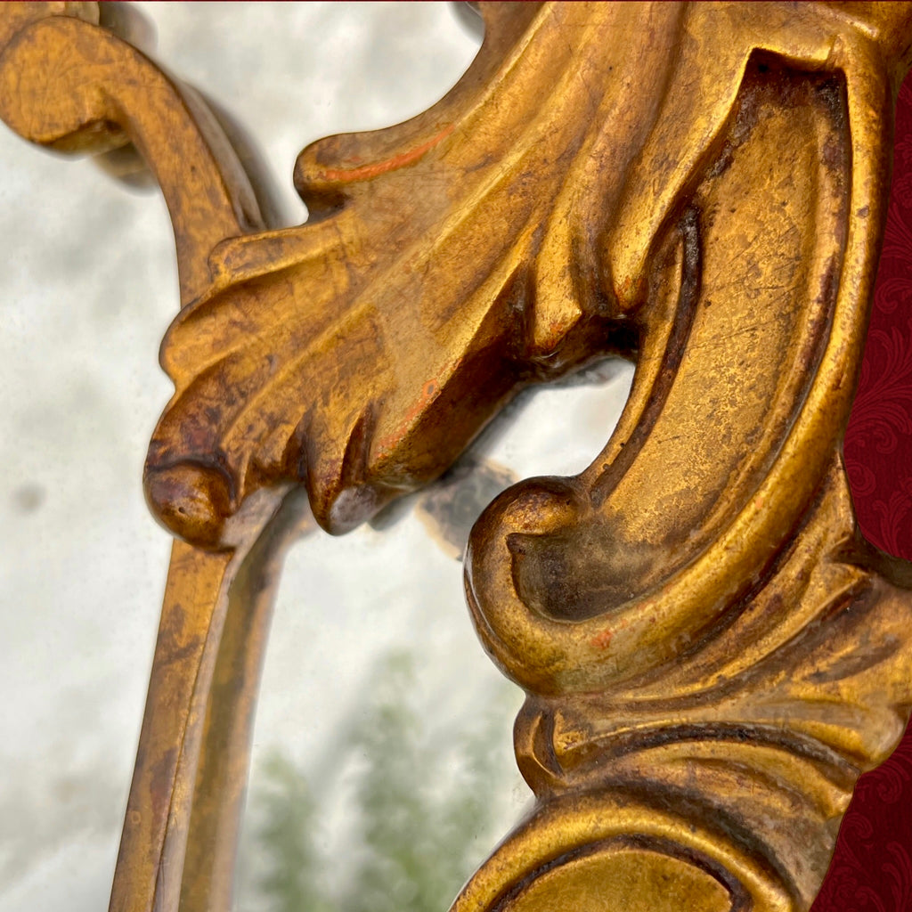 Miroir Mural Doré à Parecloses Style Rococo Louis XV – Années 50-60