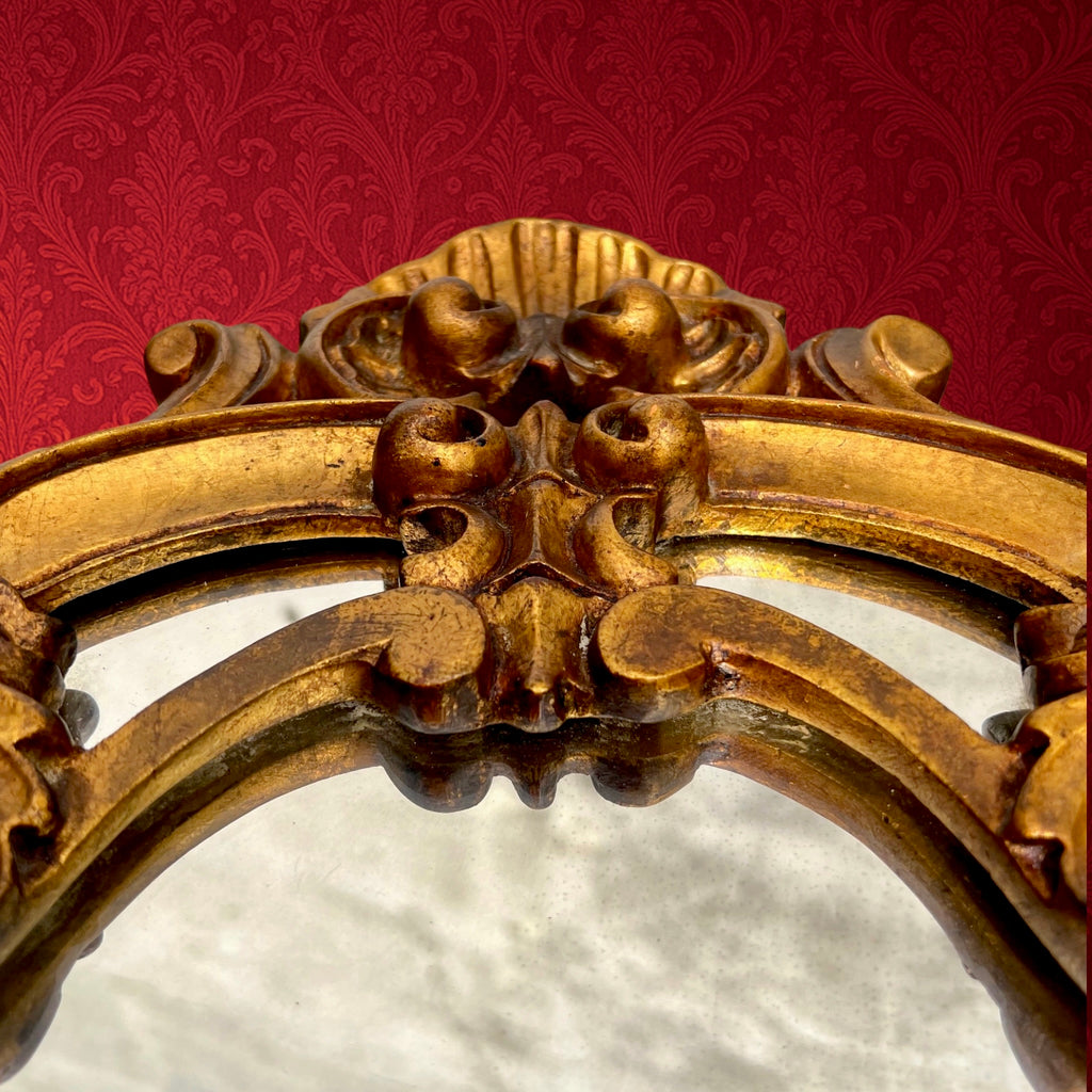 Miroir Mural Doré à Parecloses Style Rococo Louis XV – Années 50-60