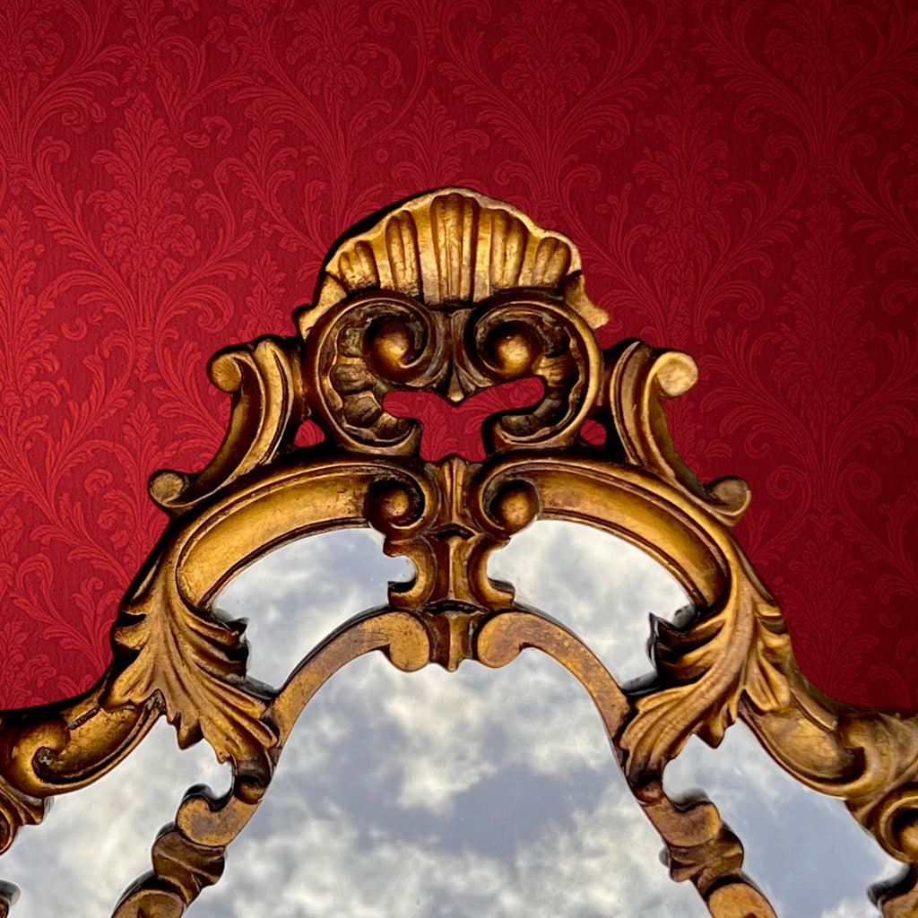 Miroir Mural Doré à Parecloses Style Rococo Louis XV – Années 50-60