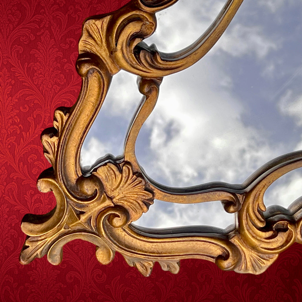 Miroir Mural Doré à Parecloses Style Rococo Louis XV – Années 50-60