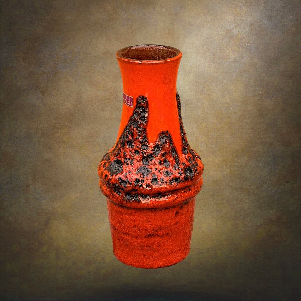 Vase Scheurich Fat Lava Rouge et Brun – Modèle 209-18 – Années 1970