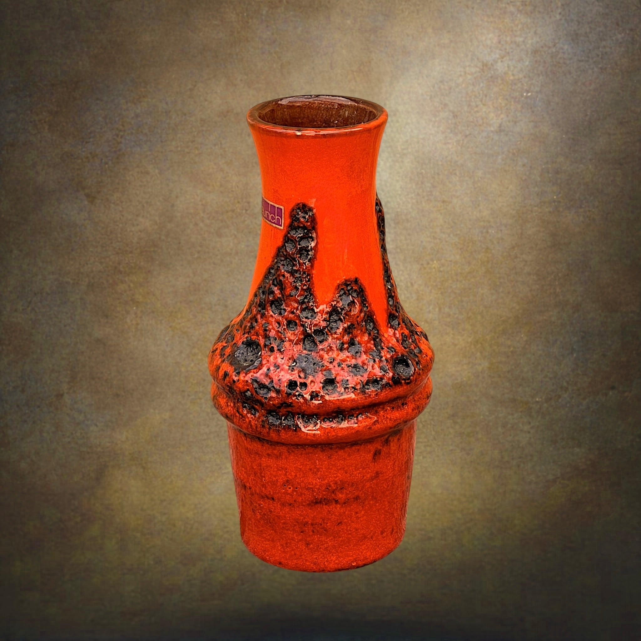Vase Scheurich Fat Lava Rouge et Brun – Modèle 209-18 – Années 1970
